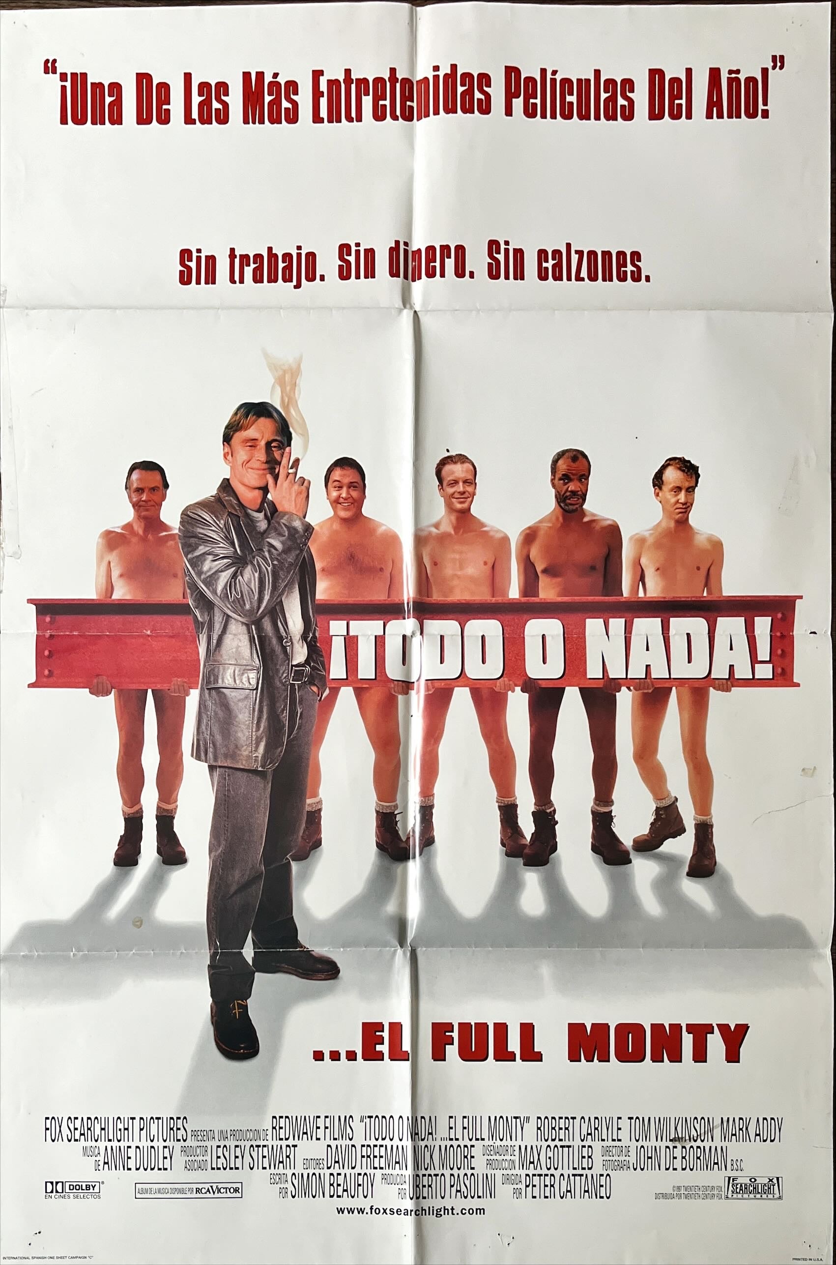 The full Monty, Spanish movie poster, style C int'l DS 1sh 1997 Peter Cattaneo, Robert Carlyle, Tom Wilkinson, Addy