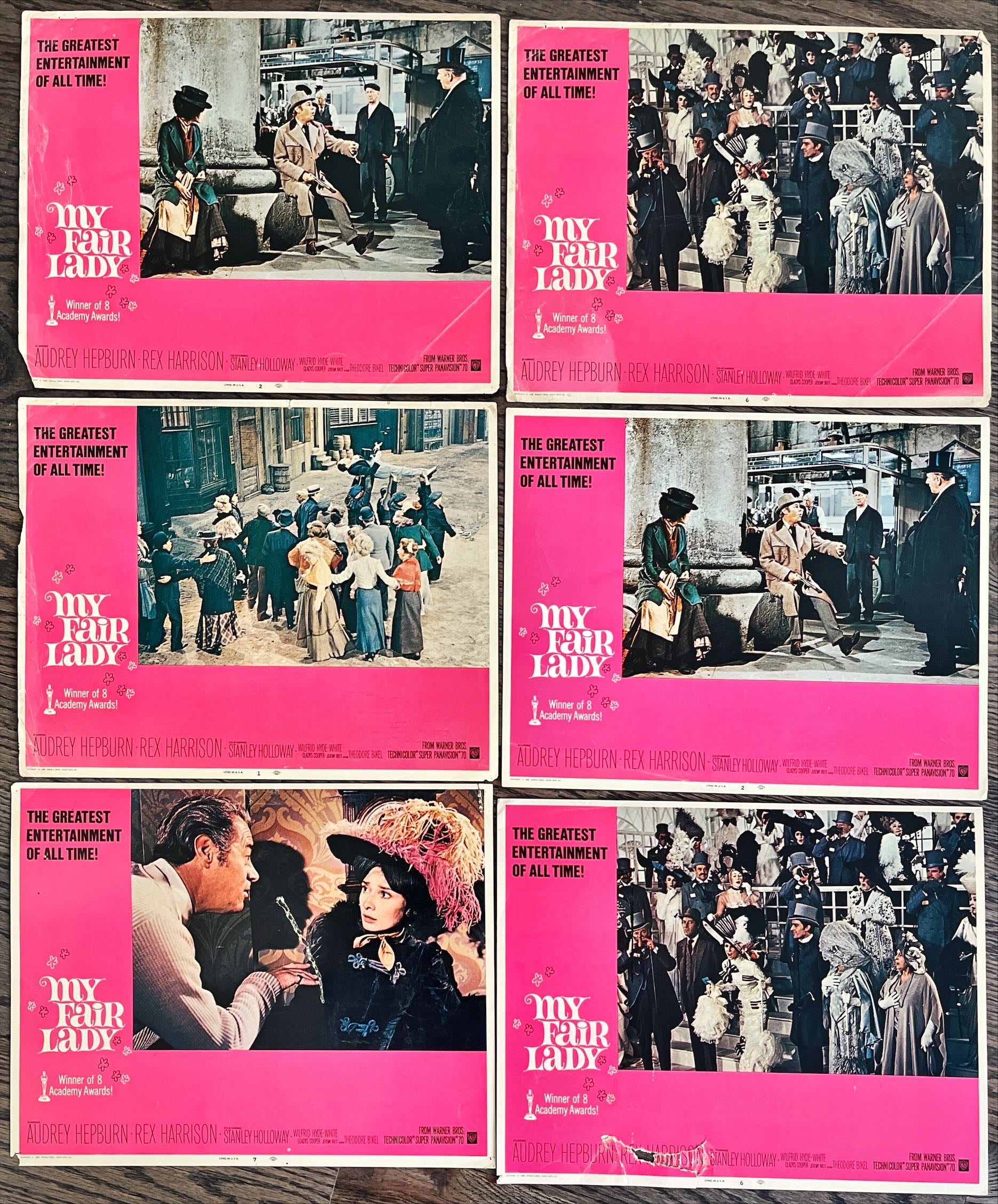 My fair lady lobby cards (2 in poor condition) - 1964 Audrey Hepburn, Rex Harrison, George Cukor classic