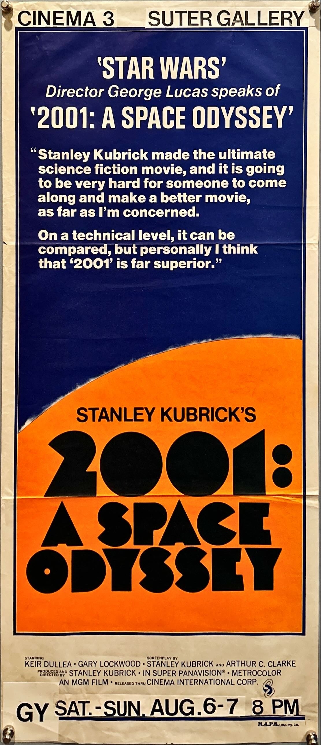 2001 A Space Odyssey, Aust daybill R1978 George Lucas says it's better than Star Wars