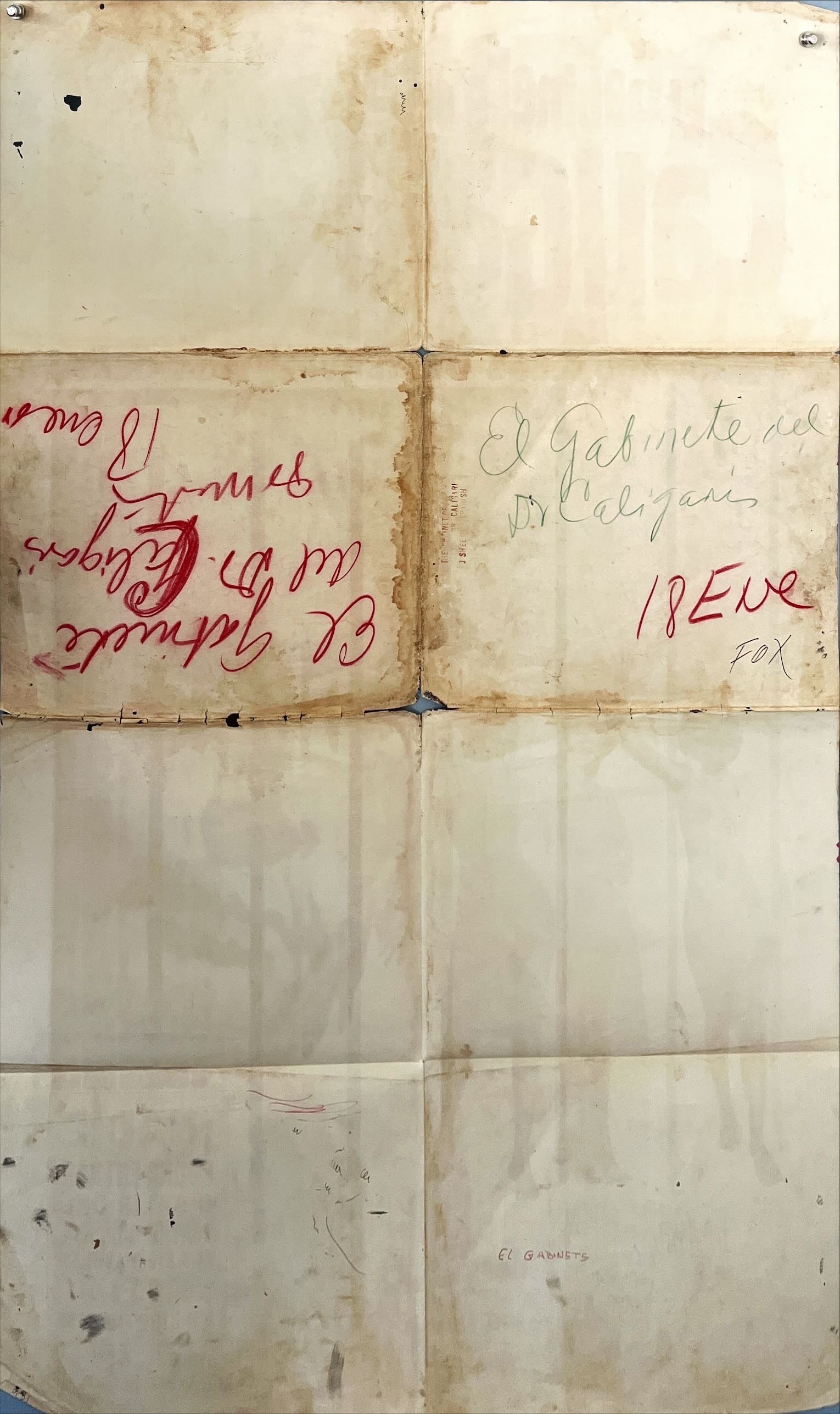 El Gabinete del Dr. Caligari (The Cabinet of Dr. Caligari) Original Mexican One Sheet Poster | Circa 1960s | 27x41 in | Folded