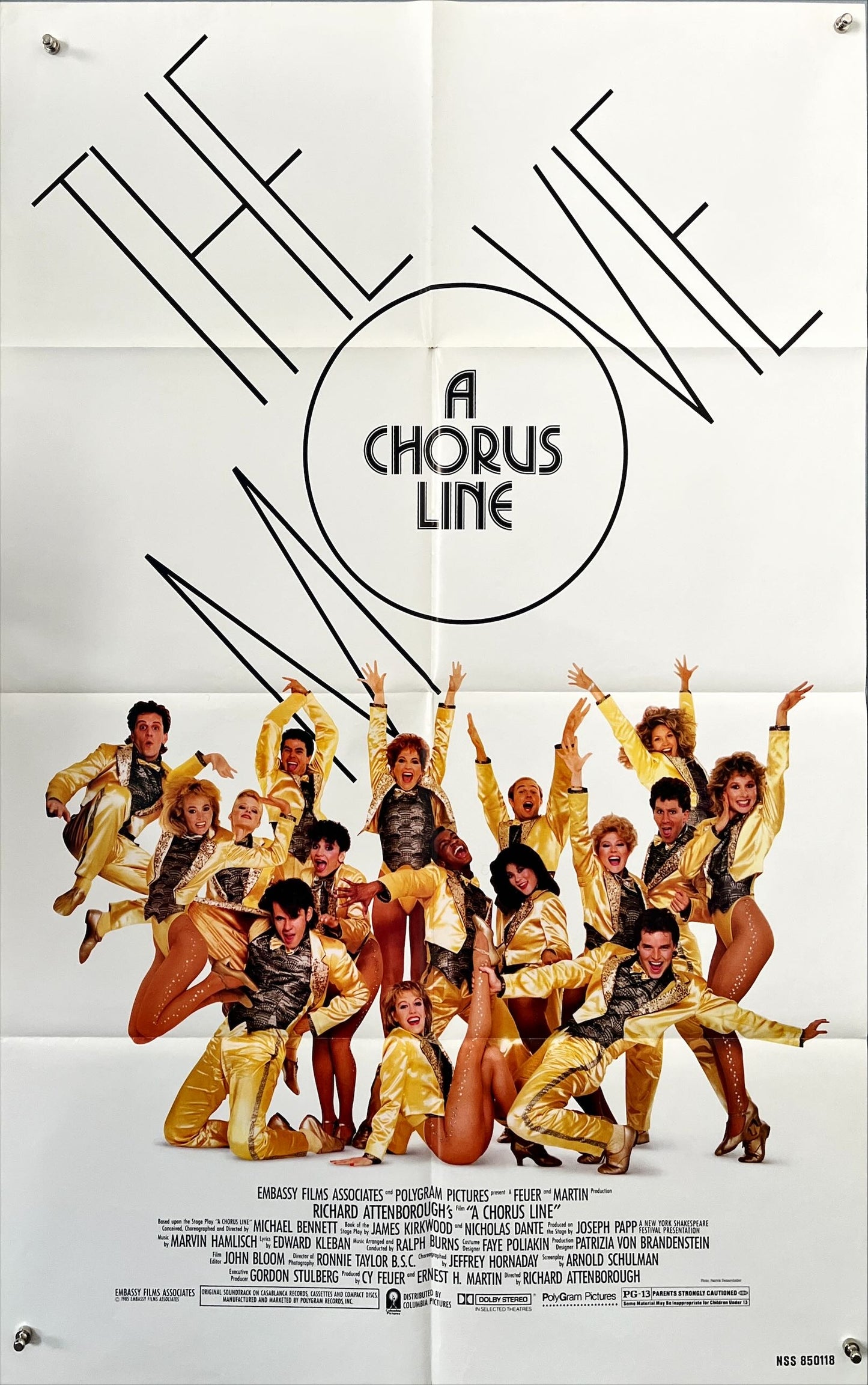 A Chorus Line (1985) Original U.S. One Sheet Movie Poster – Michael Douglas, Directed by Richard Attenborough, Folded Musical Classic
