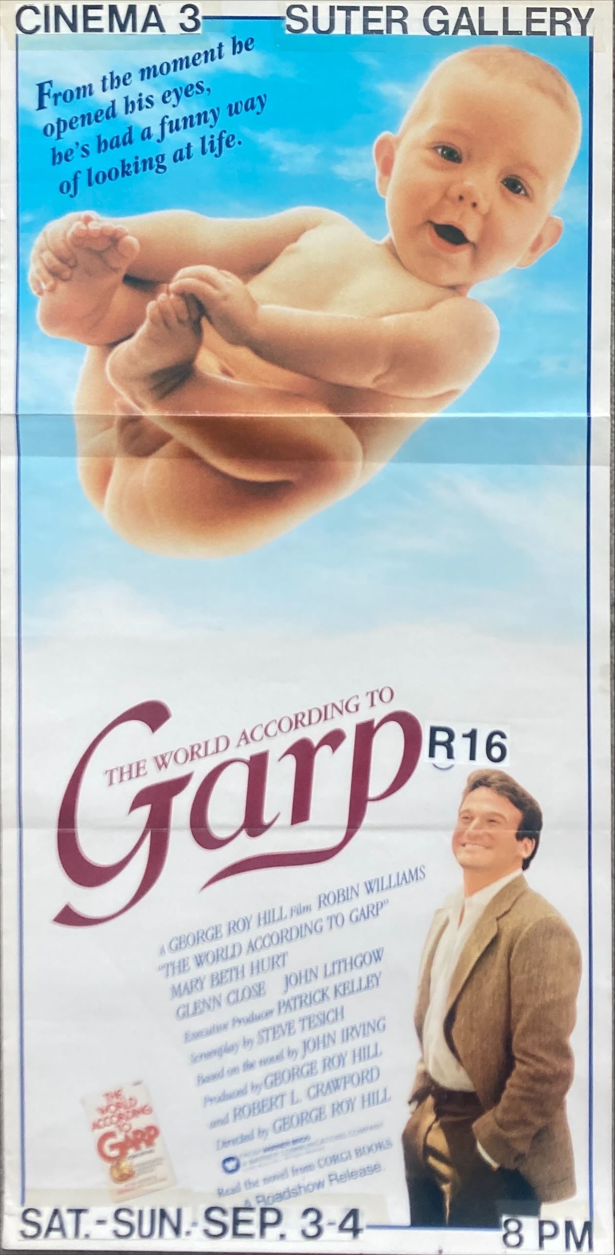 The World According to Garp, Aust daybill '82 Robin Williams has a funny way of looking at life