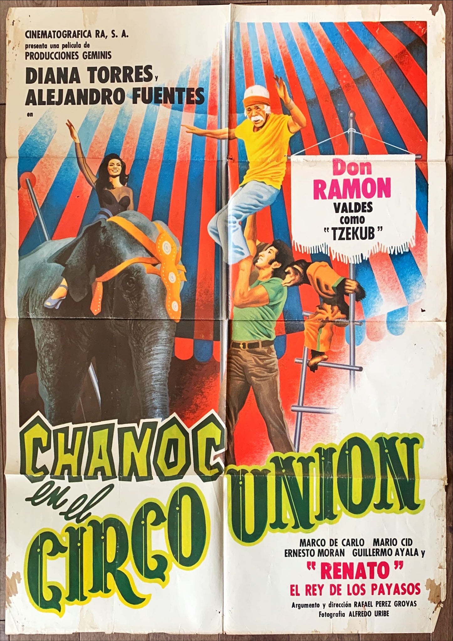Chanoc en el circo unión, Mexican poster '79 Rafael Perez Grovas, cool circus artwork