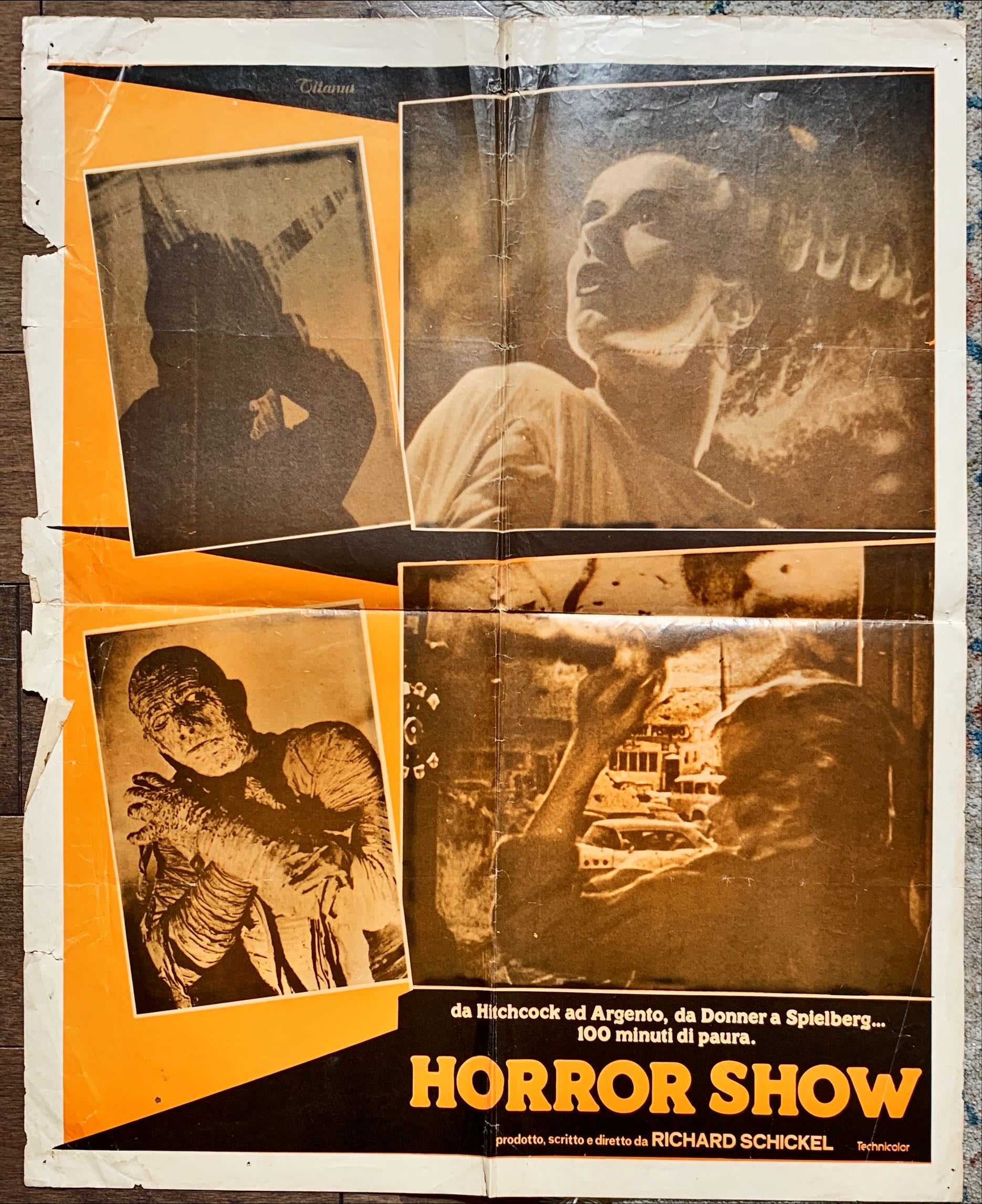 Horror show Mini poster Italian,'80 great art of Lugosi, Hitchcock, Karloff, Chris Lee, and many more