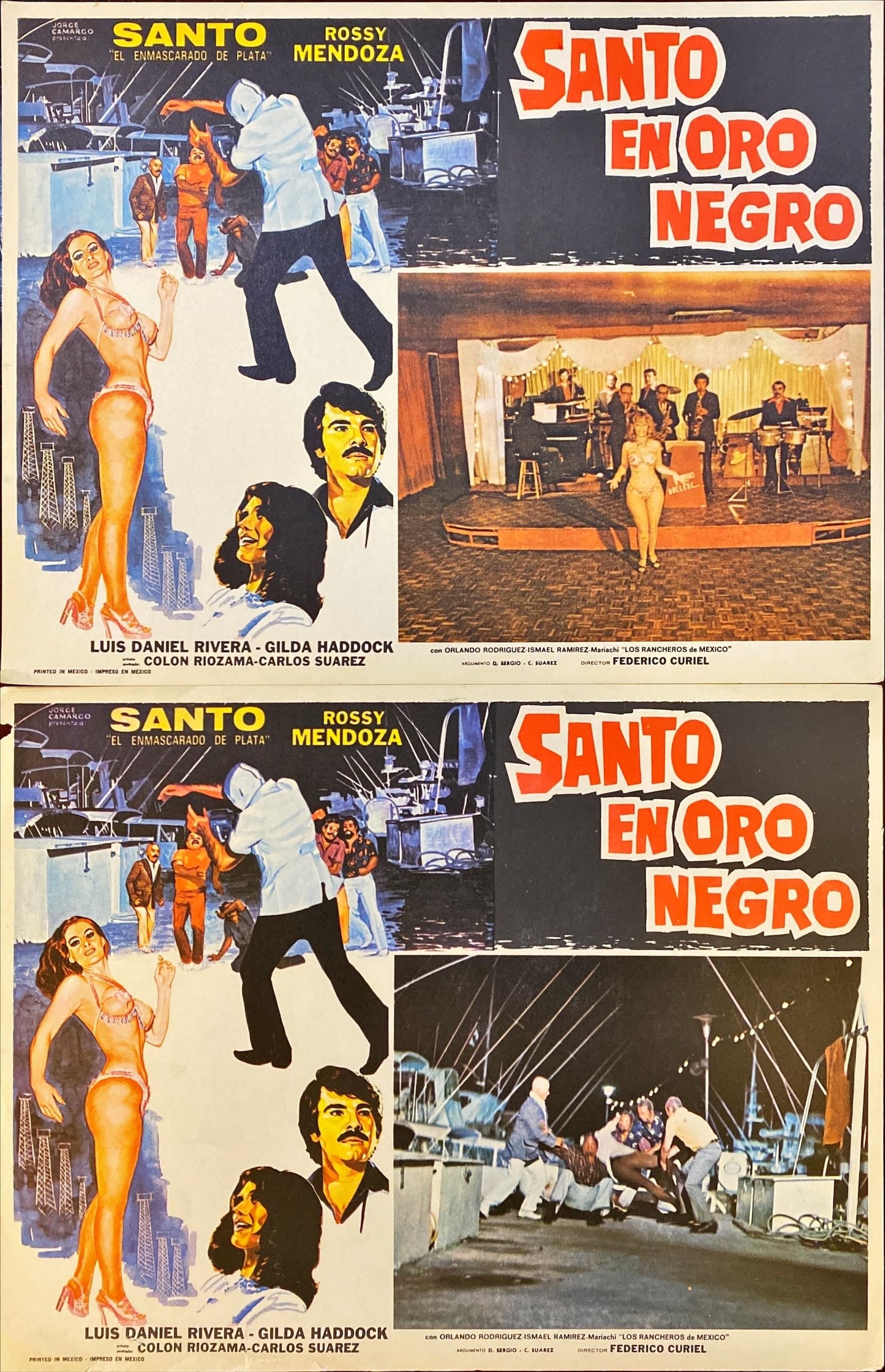 (223) SANTO EN ORO NEGRO Mexican Lobby Cards,'75 - PosterCollectors.xyz