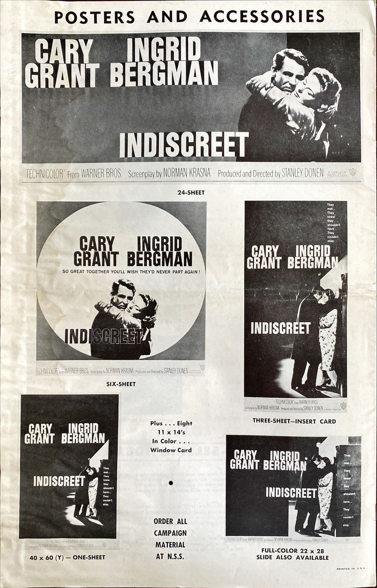 (255) INDISCREET pressbook 1958 - Hitchcock (No Cuts) - PosterCollectors.xyz