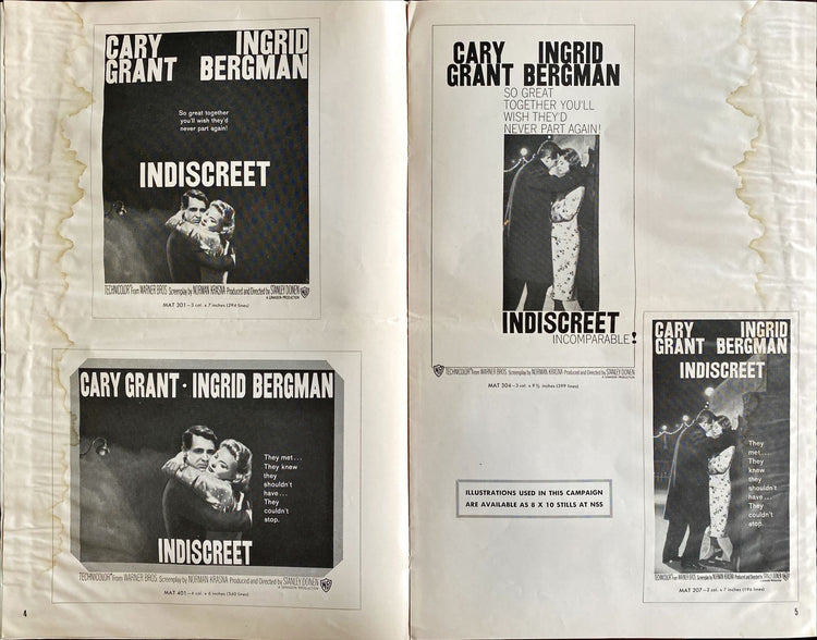 (255) INDISCREET pressbook 1958 - Hitchcock (No Cuts) - PosterCollectors.xyz