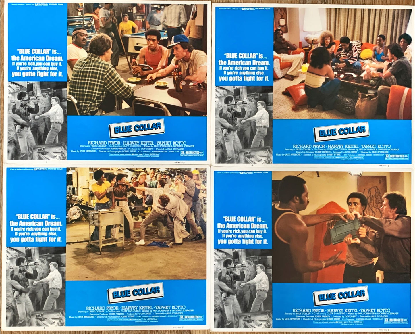 Blue Collar, 4 color Lobby Cards 1978 - Richard Pryor