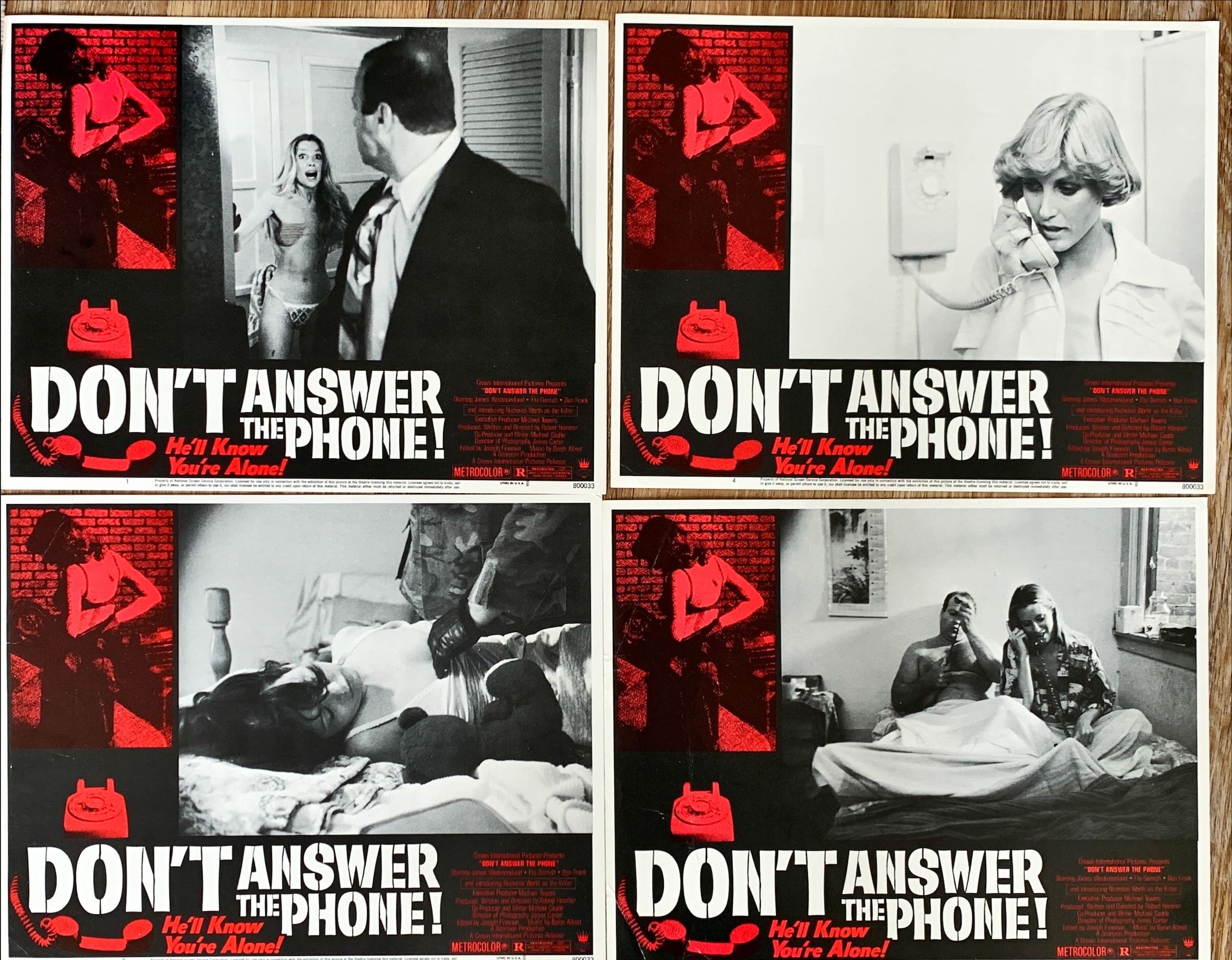#694 DON'T ANSWER THE PHONE 4 Lobby Cards 1980