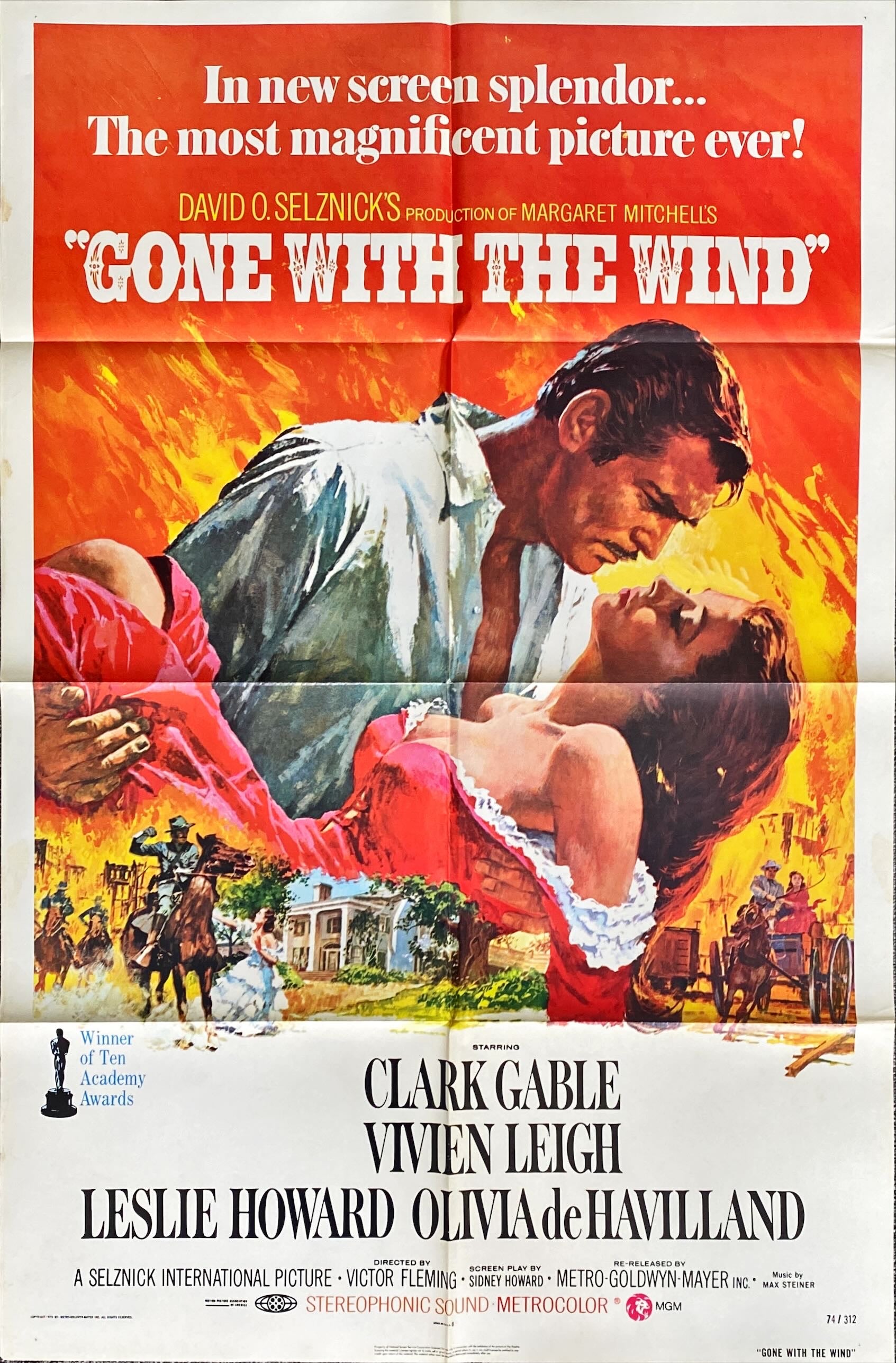 Gone with the Wind (1939) One Sheet Movie Poster - R'70