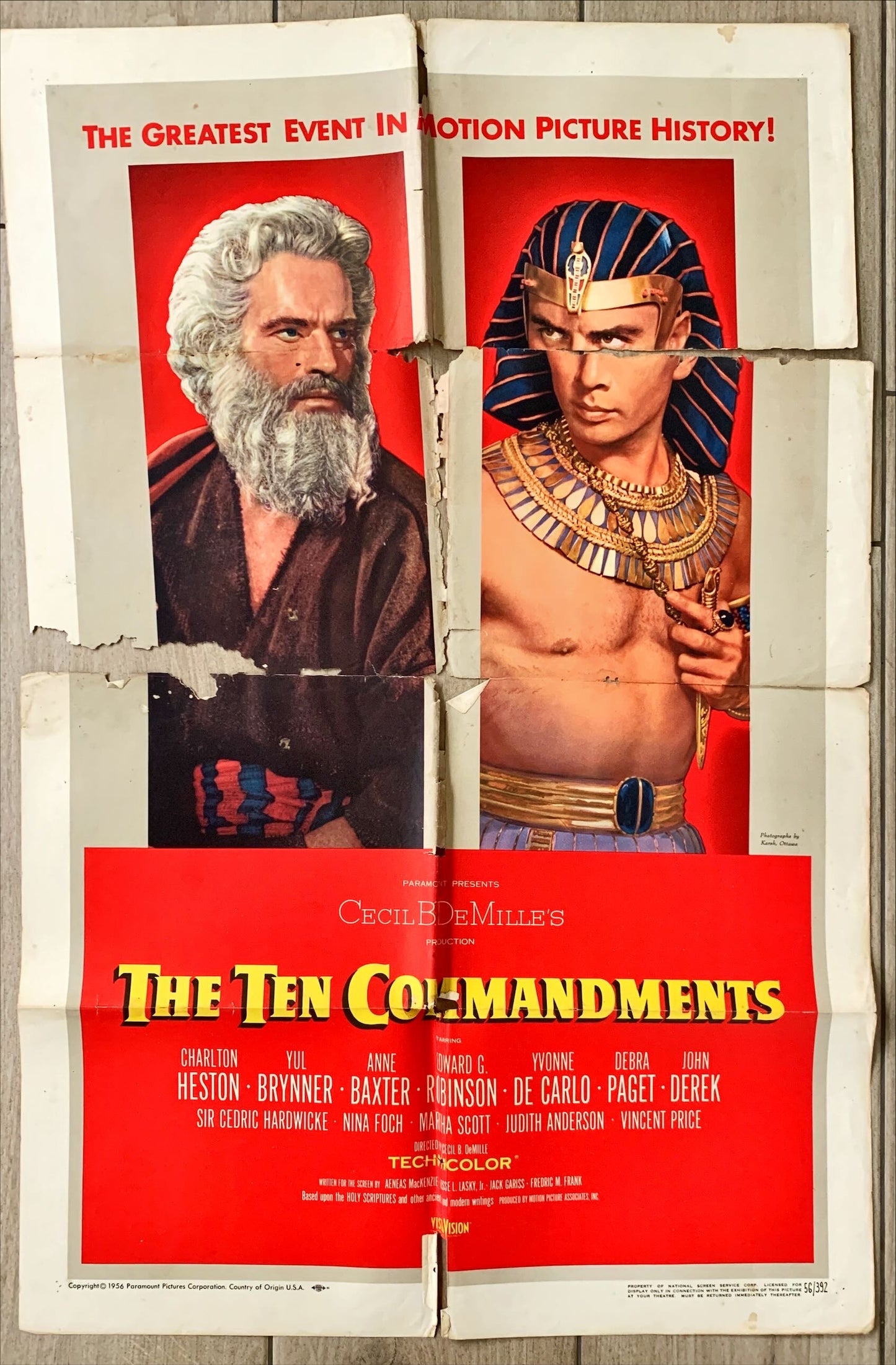 Ten Commandments (1956) One Sheet Movie Poster - Style B, Rare, Fixer-upper