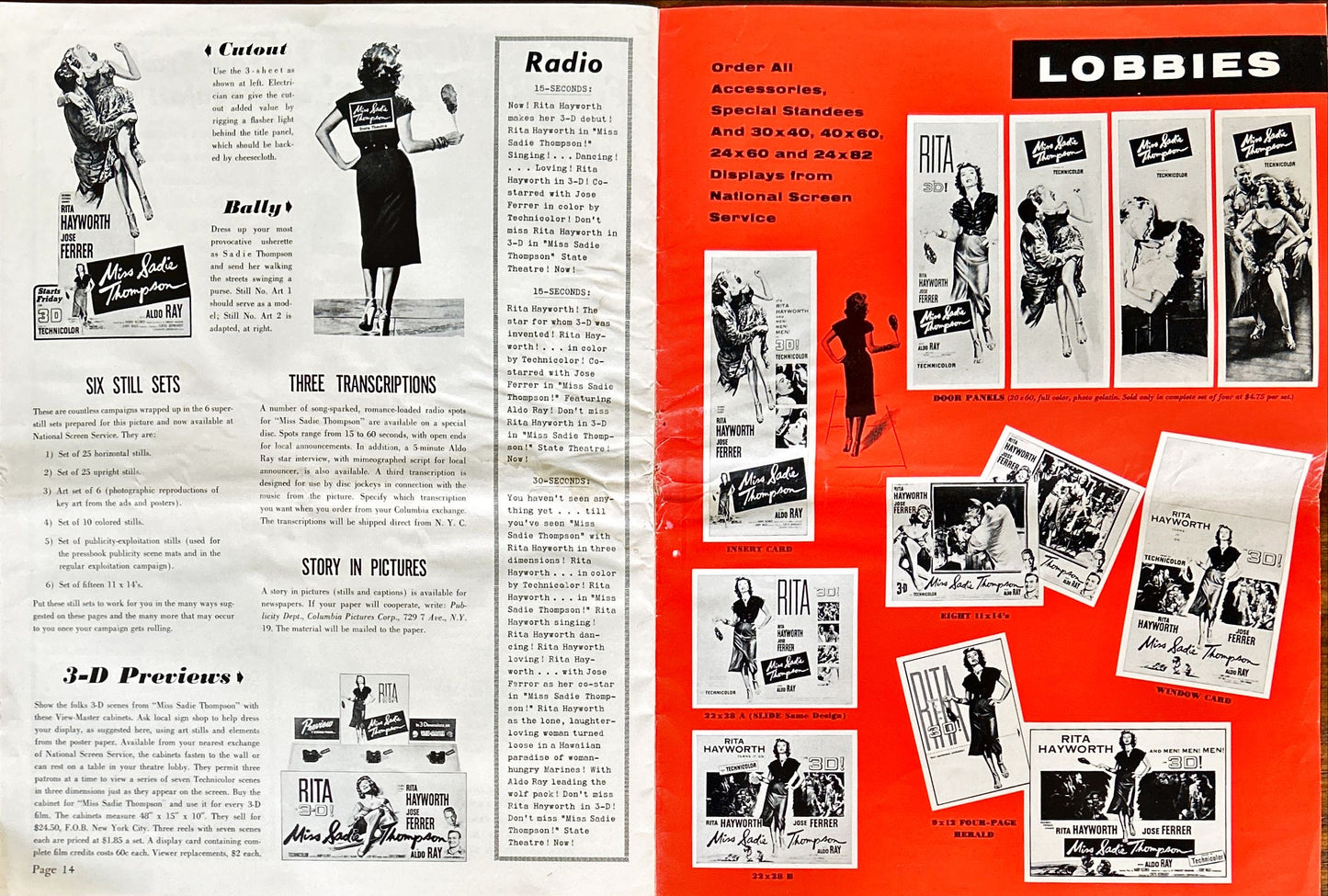 Miss Sadie Thompson (1953) Pressbook - 3D, Rita Hayworth