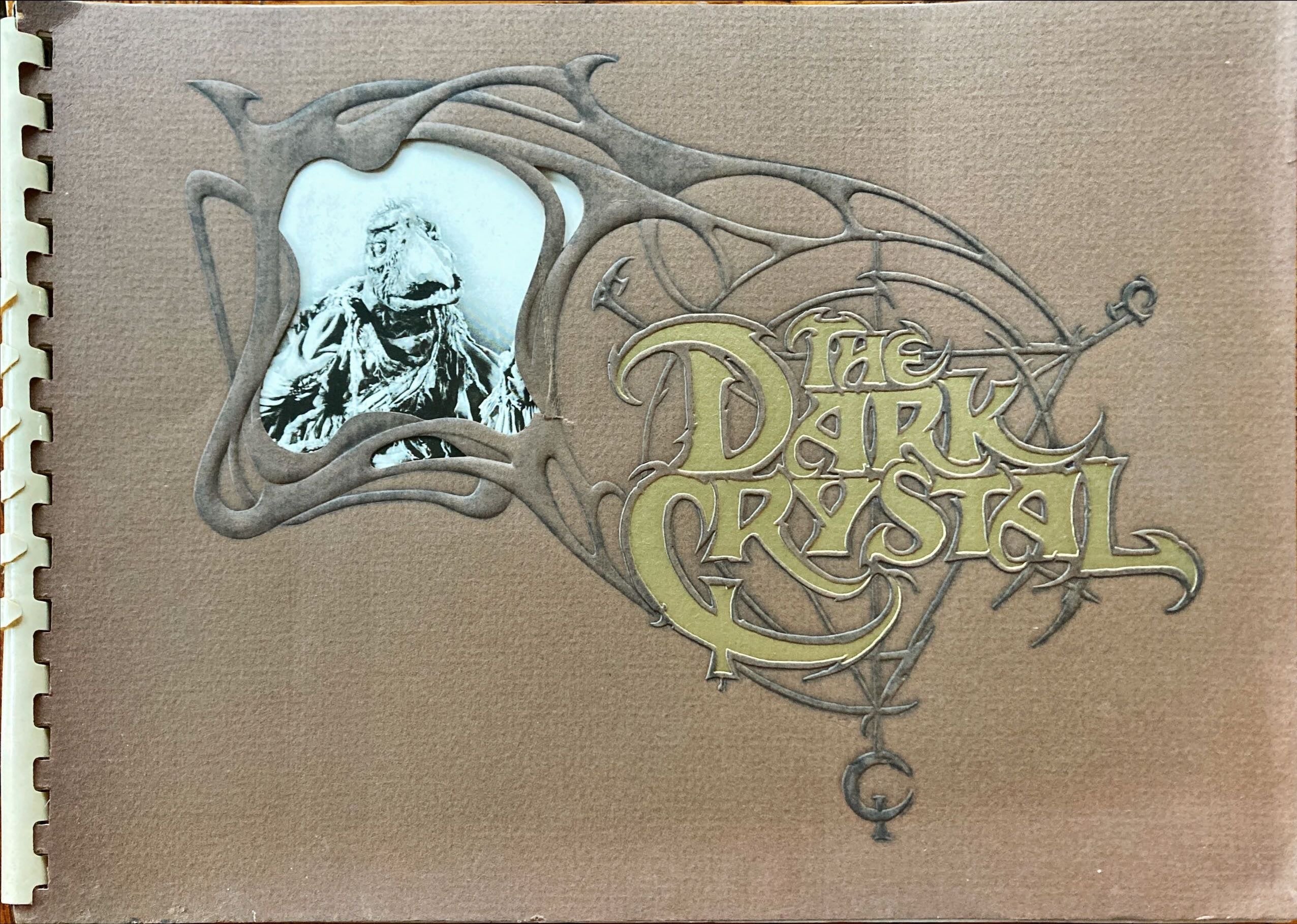 #A-67B DARK CRYSTAL spiral-bound promo book 1982 Jim Henson & Frank Oz, die-cut embossed cover, rare
