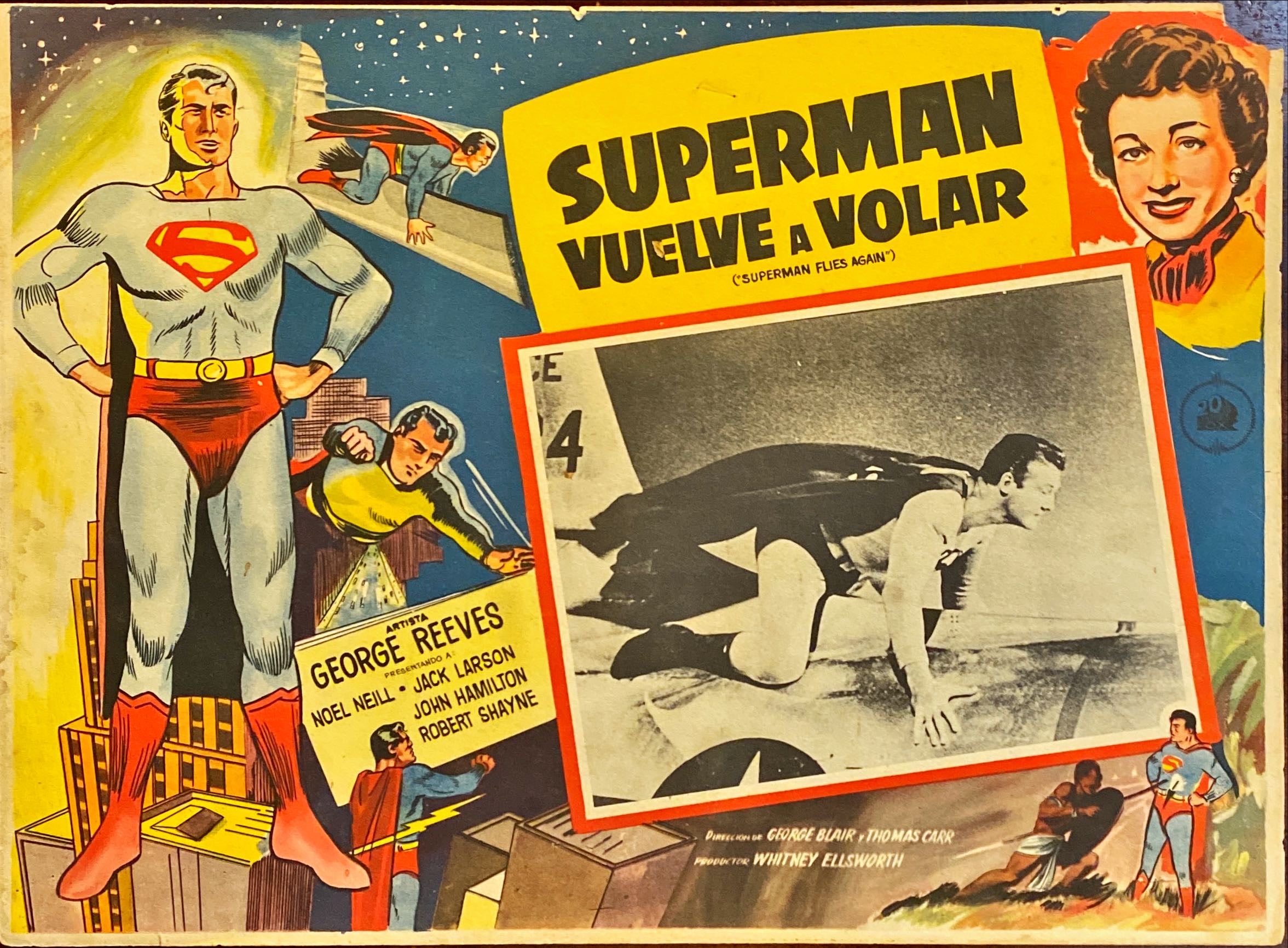 Superman Flies Again (1954) 2x Lobby Cards - MX