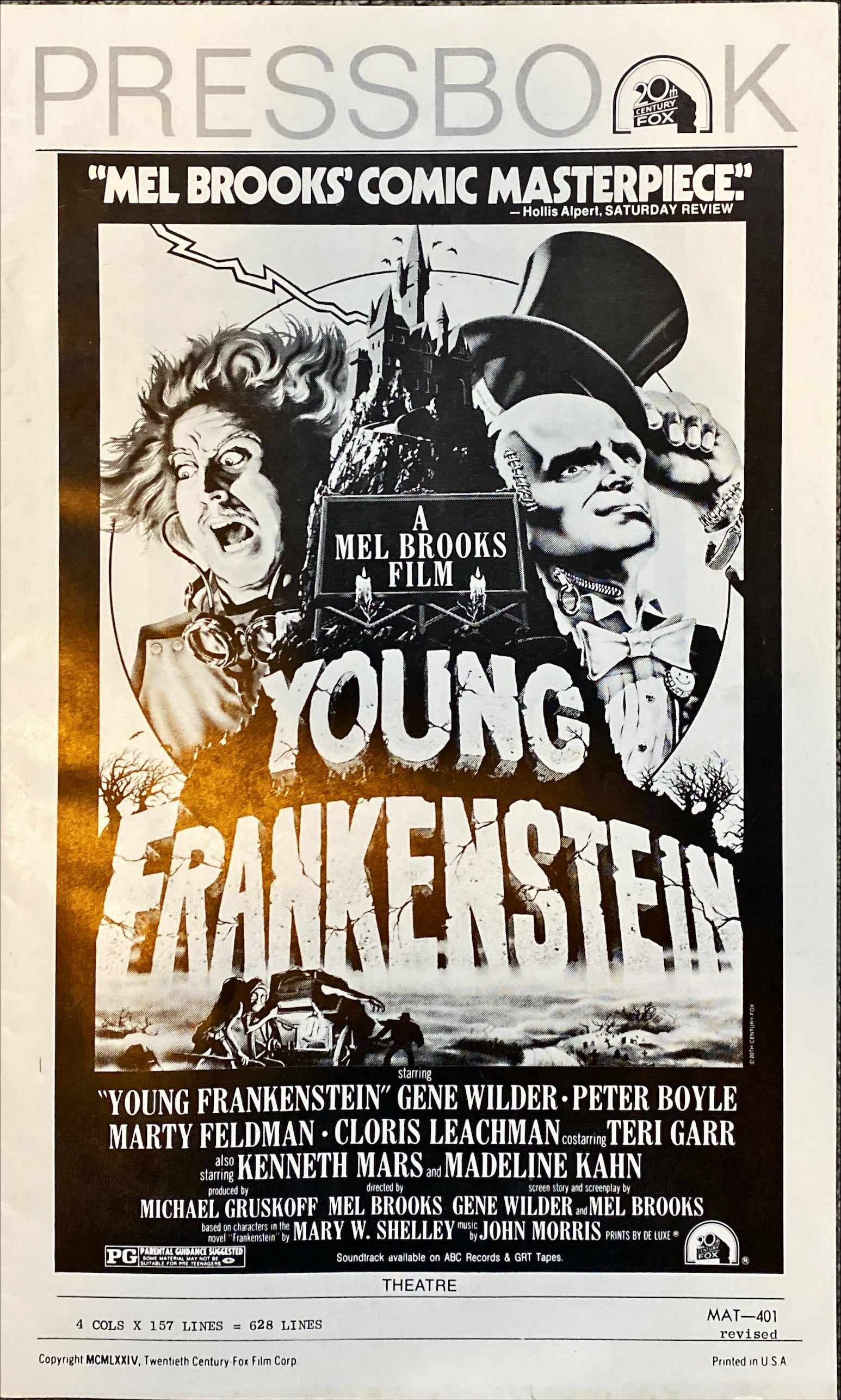 #2126 YOUNG FRANKENSTEIN pressbook 1974 Mel Brooks