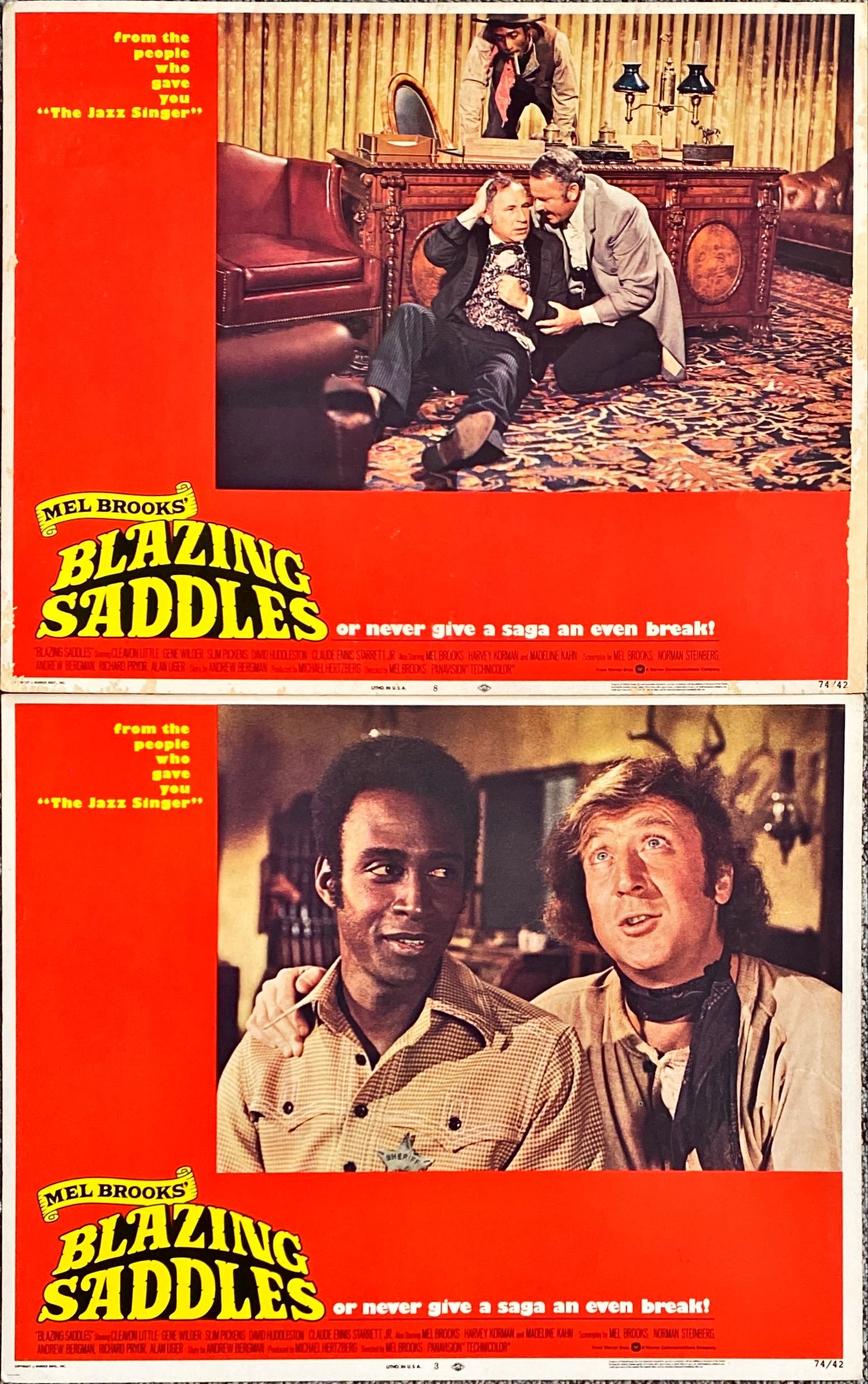 #1133 Blazing Saddles (1974) Original Movie Lobby Cards x2 - PosterCollectors.xyz