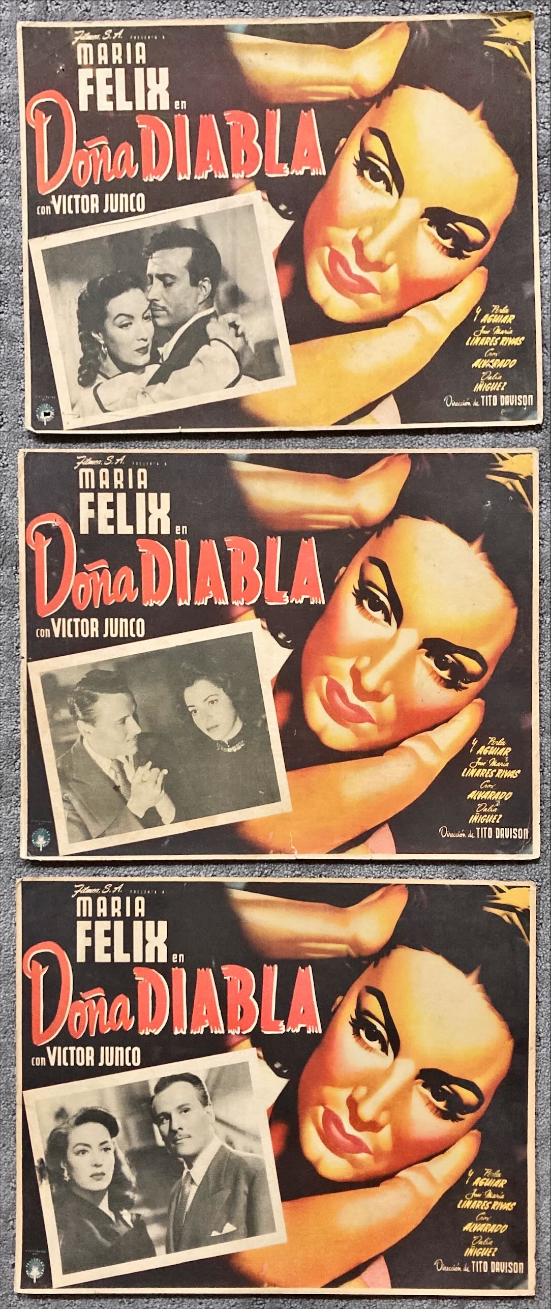 Dona Diabla (1950) 3x Lobby Cards - MX
