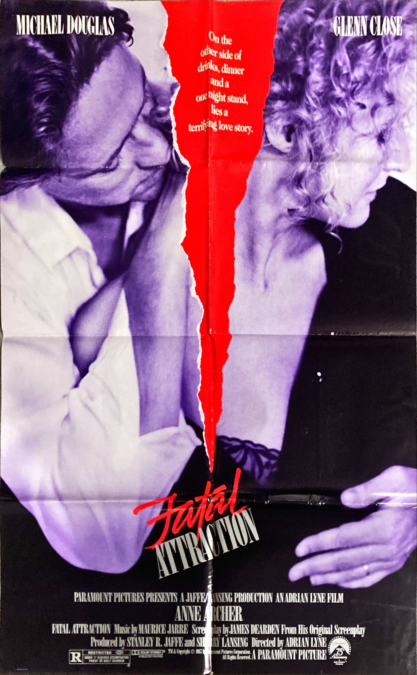Fatal Attraction, 1sh 1987 Michael Douglas, Glenn Close