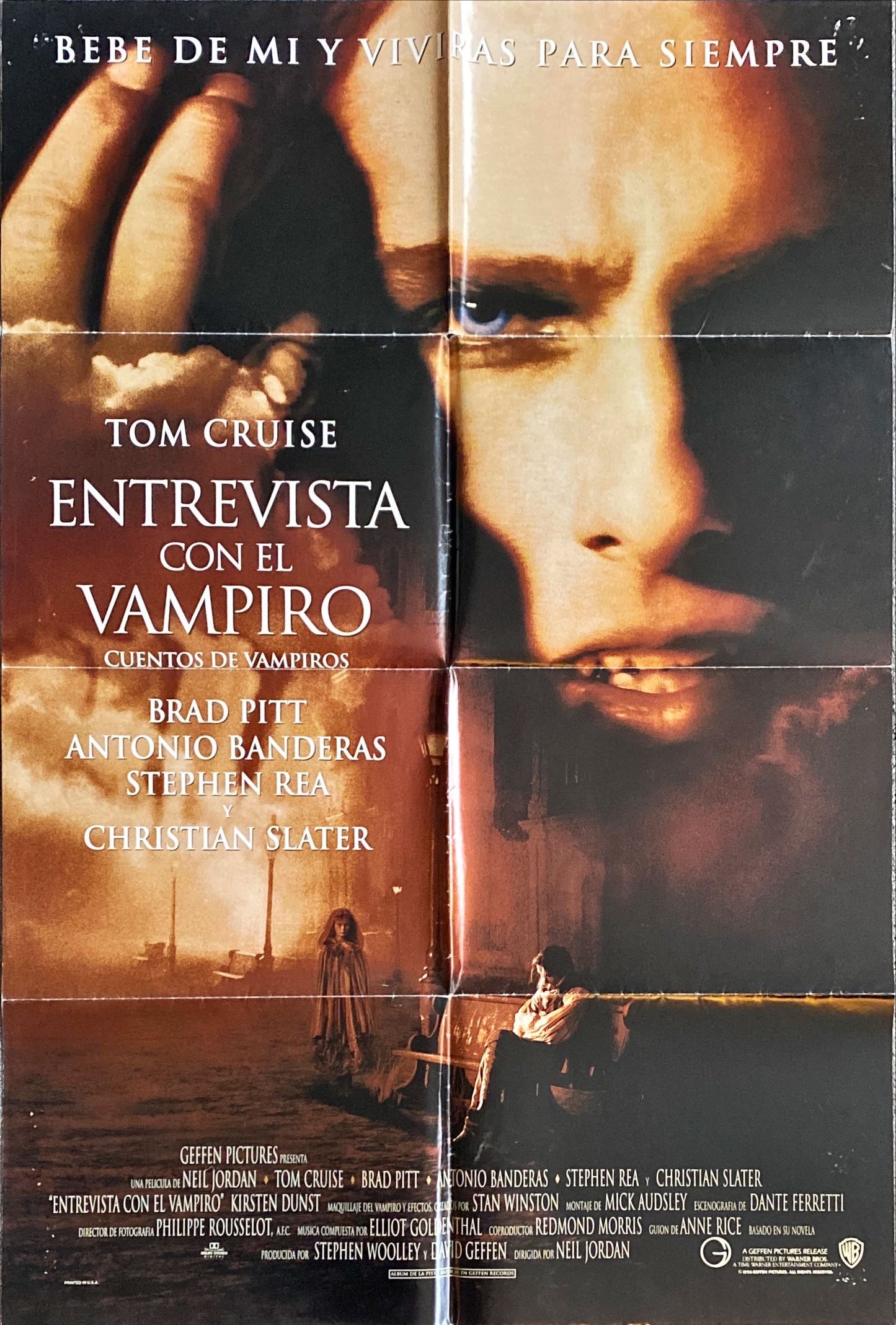 Interview with the Vampire, 1sh 1994 Intl Style spanish language movie poster Tom Cruise, Brad Pitt