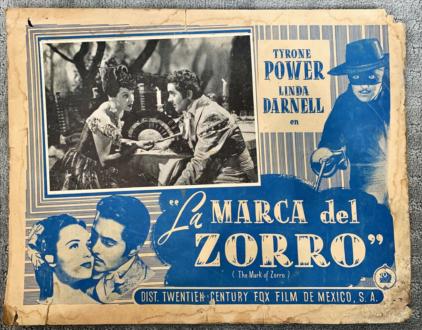 The Mark of Zorro Tyrone power Mexican lobby card