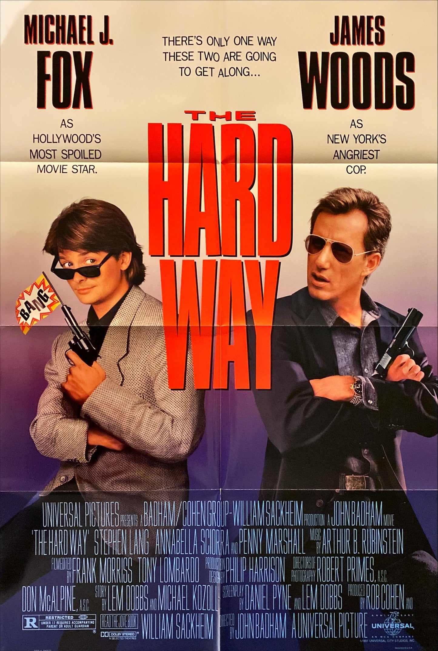 The Hard Way, one-sheet movie poster '91 Michael J. Fox James Woods