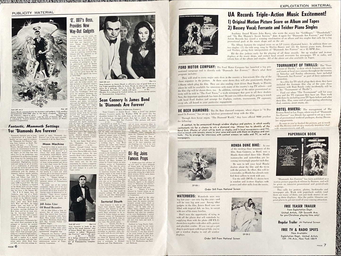 Diamonds Are Forever (1971) Pressbook - Bundle