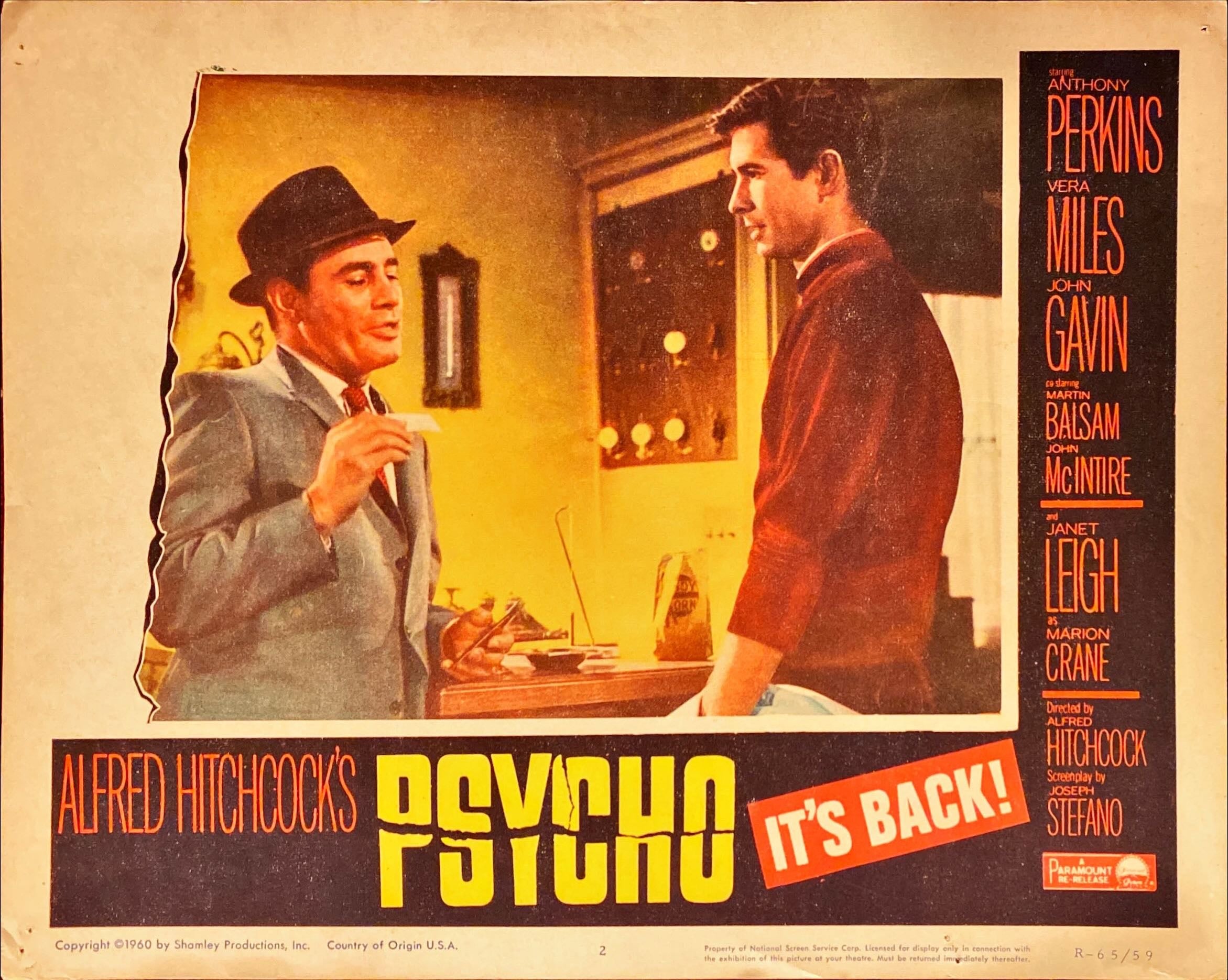 #853 PSYCHO 3 LOBBY CARDS R1965 Alfred Hitchcock - PosterCollectors.xyz