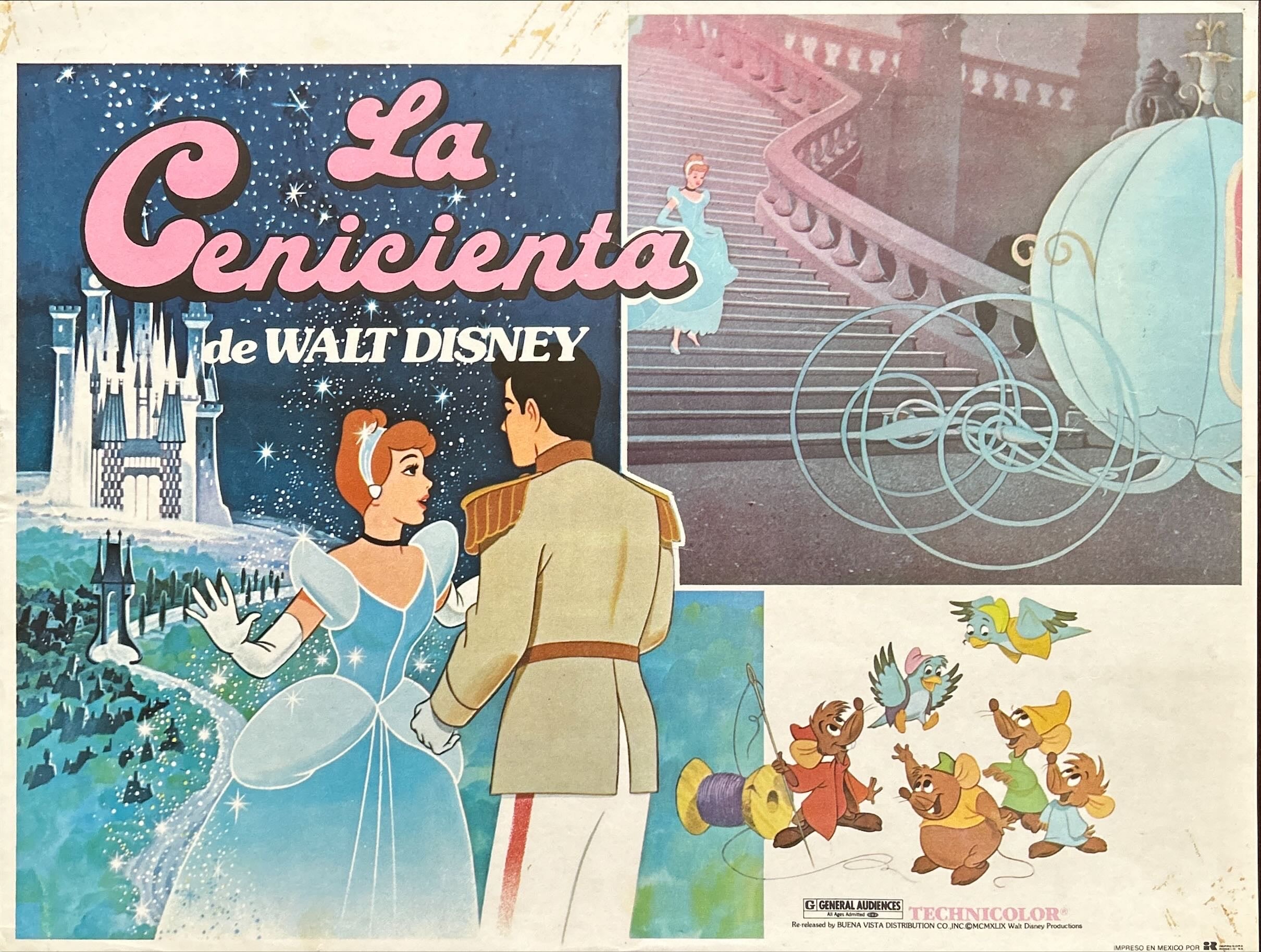 Cinderella (1950) 6x Lobby Cards - MX