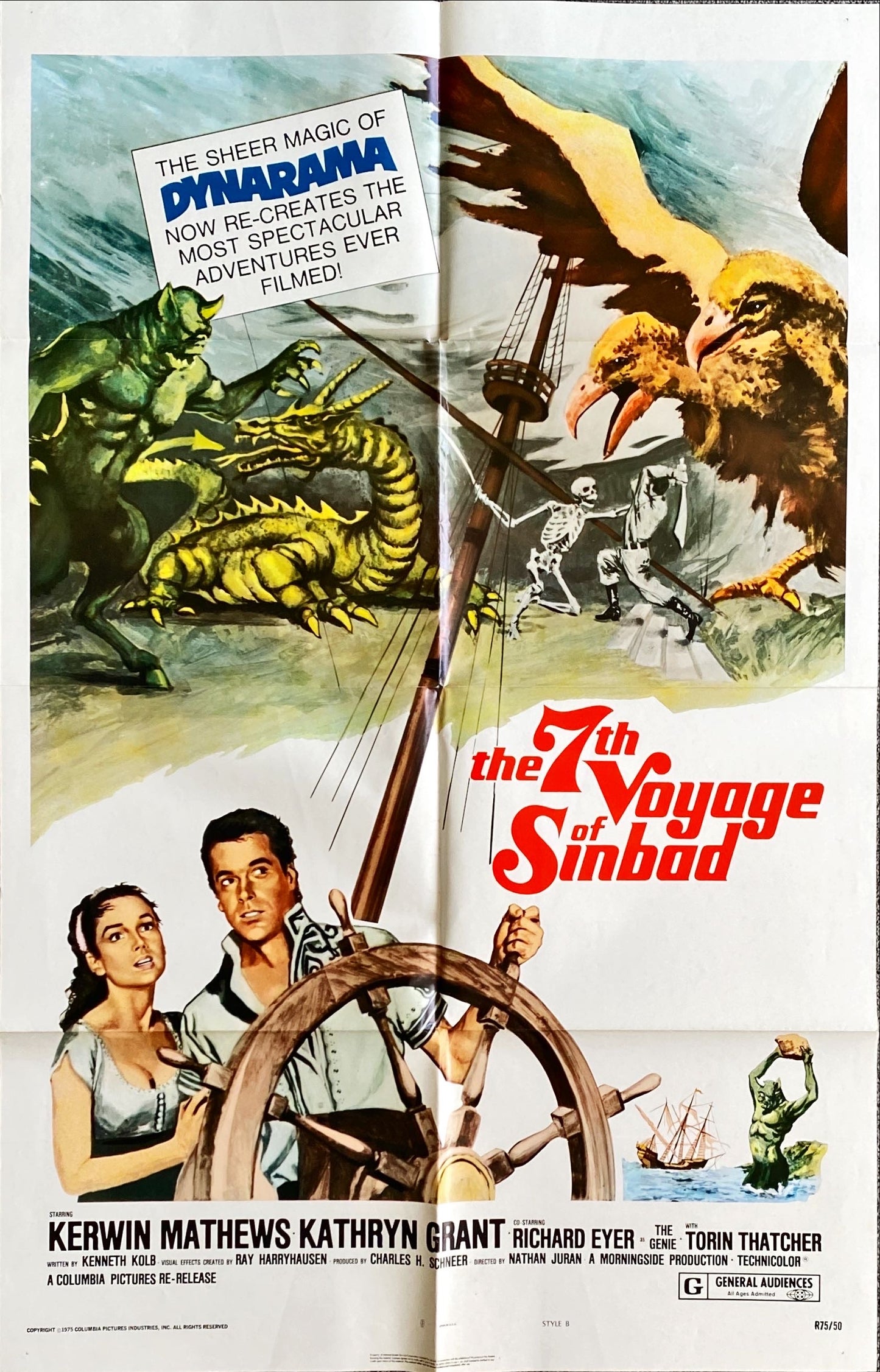 The 7th Voyage of Sinbad, style B 1sh R1975 Ray Harryhausen fantasy classic