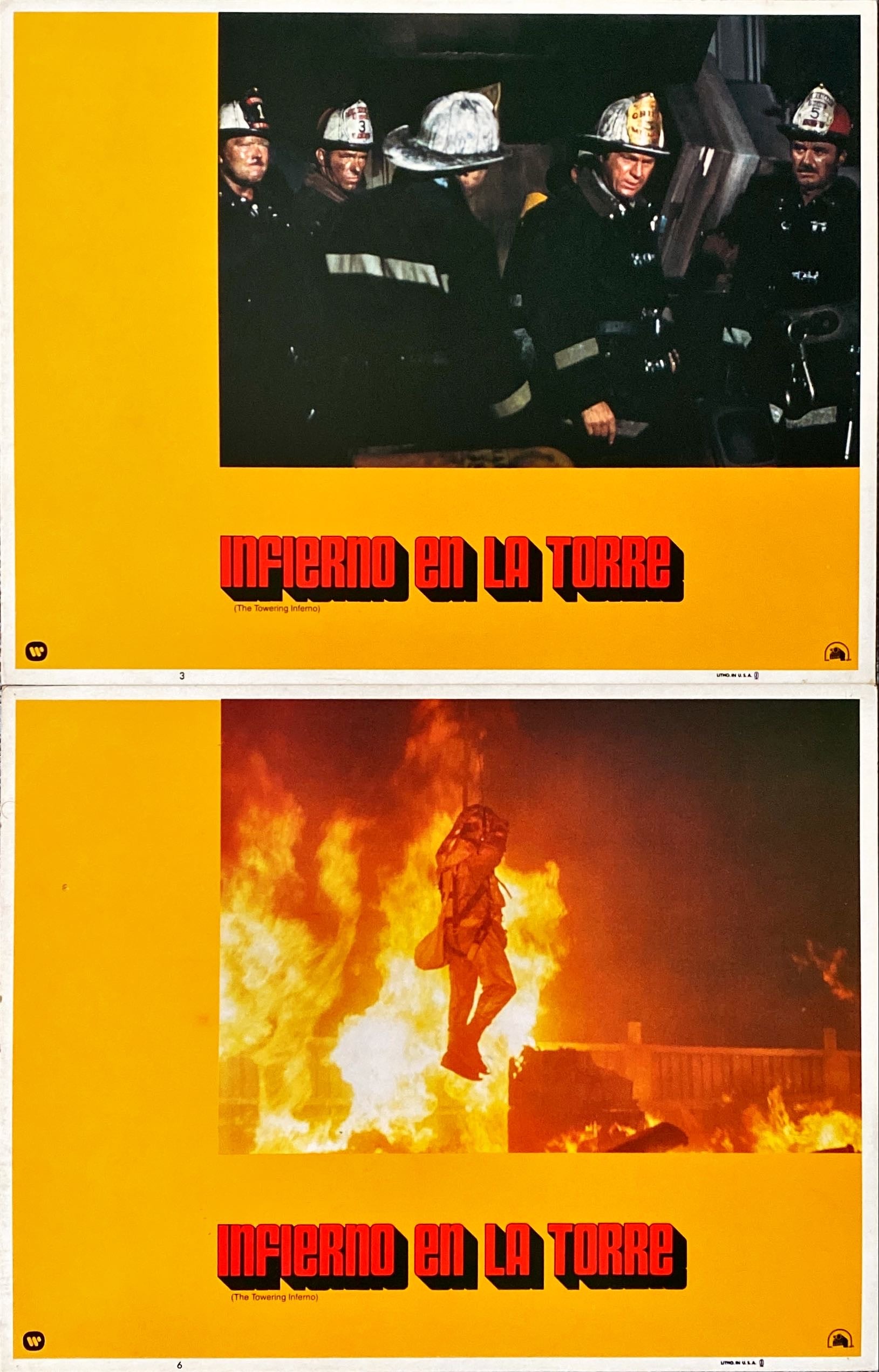 #1155 TOWERING INFERNO 2 color spanish Int'l 11x14 stills 1974 Steve McQueen - PosterCollectors.xyz