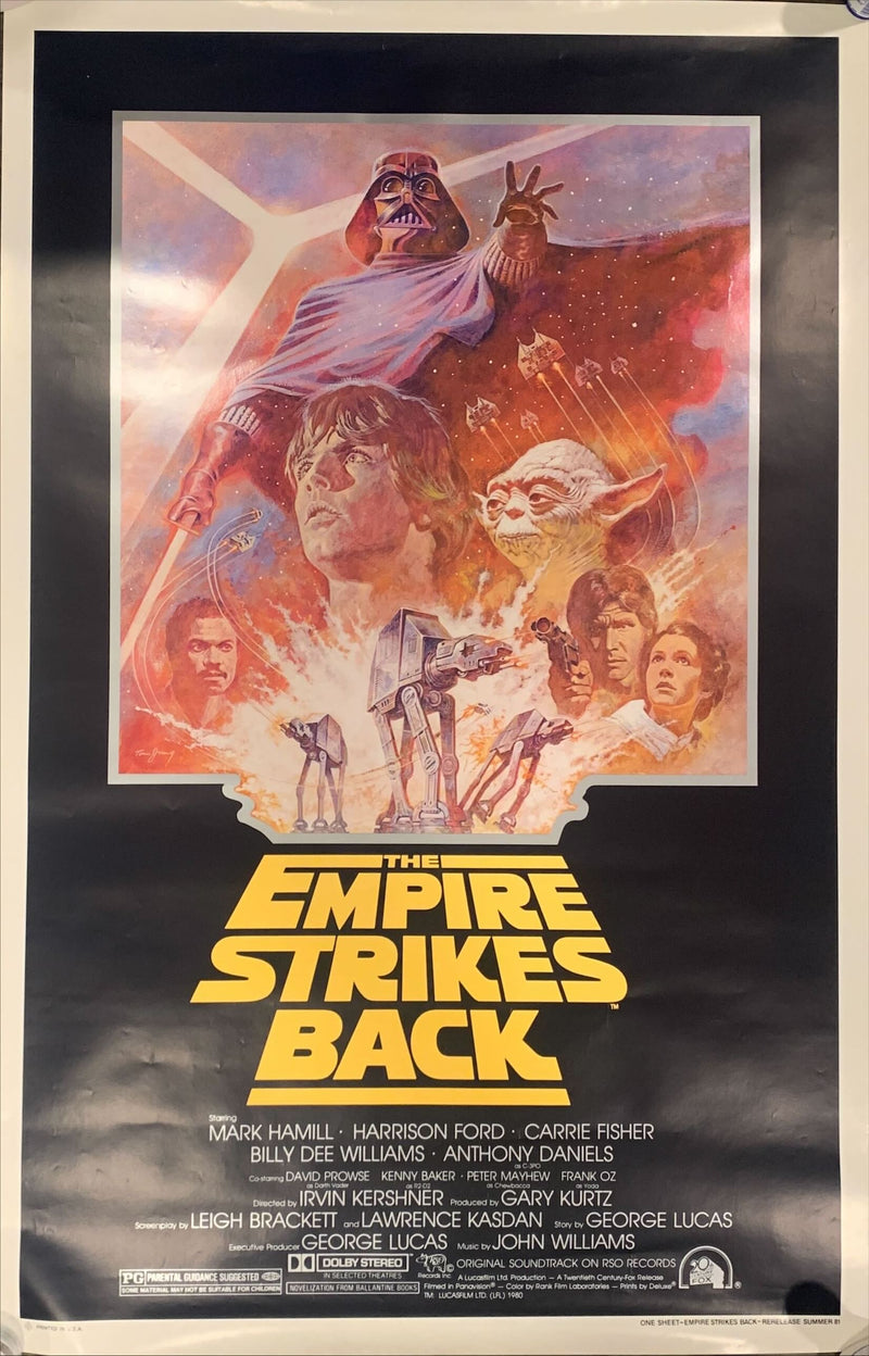 Empire Strikes Back  studio style 1sh R1981 George Lucas sci-fi classic, cool artwork by Tom Jung