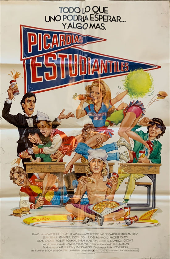 Fast Times at Rodgemont High spanish Movie poster 1sh 1982 Sean Penn as Spicoli, teen high school classic