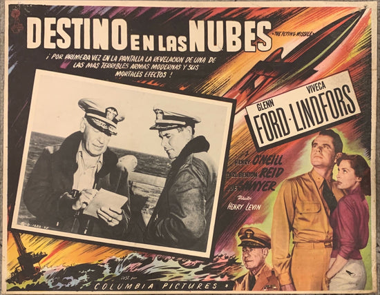 The Flying Missile,Mexican movie lobby card R60s Glenn Ford, sci-fi