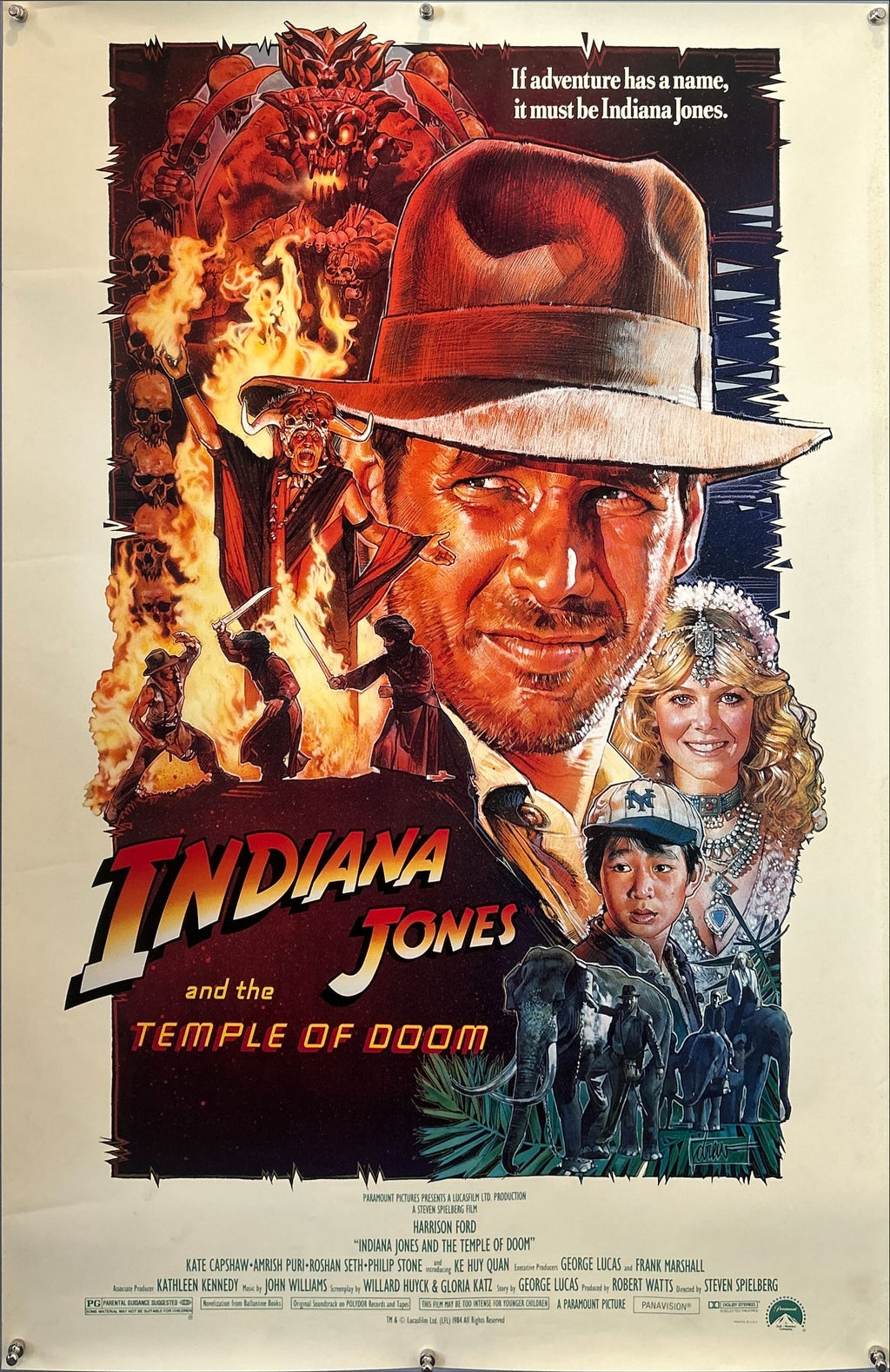 Indiana Jones and the Temple of doom, 1sh 1984 Harrison Ford, Kate Capshaw, Drew Struzan art