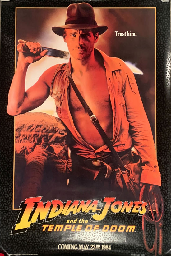 Indiana Jones and the Temple of Doom teaser 1sh 1984 Harrison Ford with machete, trust him