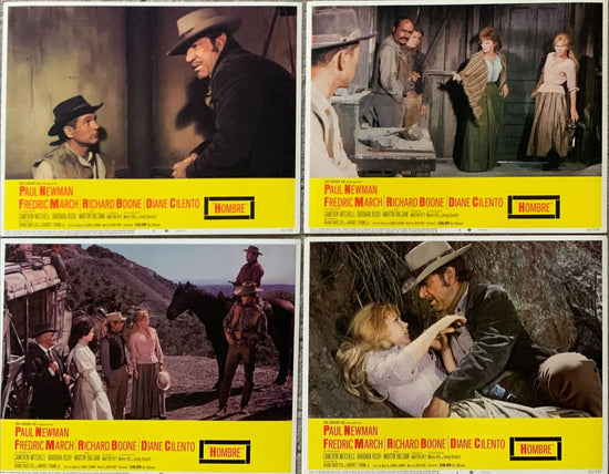 Hombre 8 LCs 1966 great images of Paul Newman, Richard Boone, Fredric March