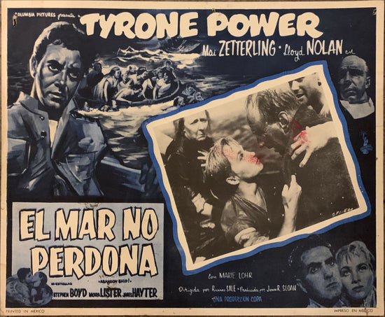 Abandon Ship, Mexican Lobby Card, 1957 shipwrecked Tyrone Power