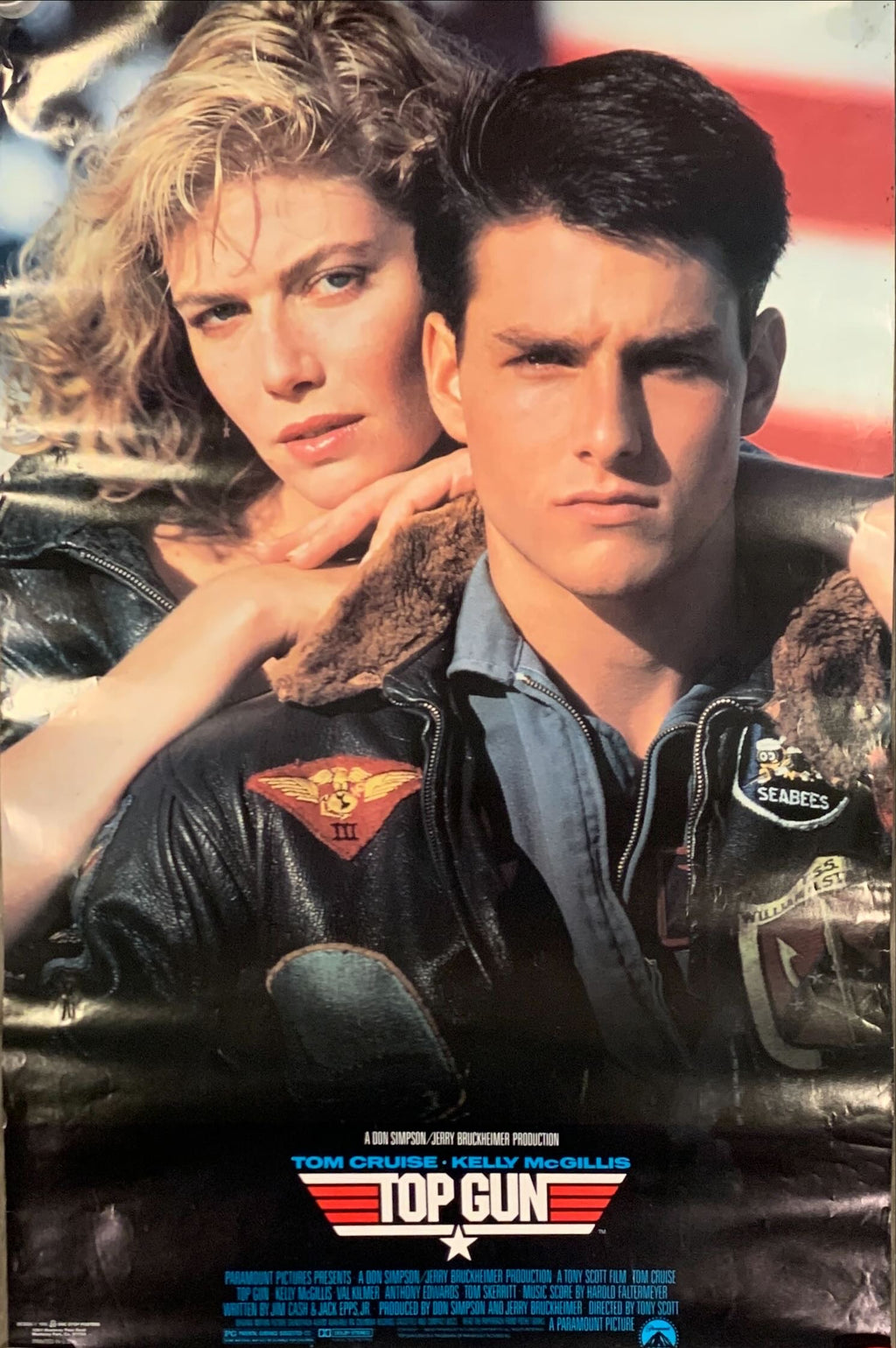 Top Gun 24x36 commercial poster '86 cool portrait image of Tom Cruise as Naval Aviator