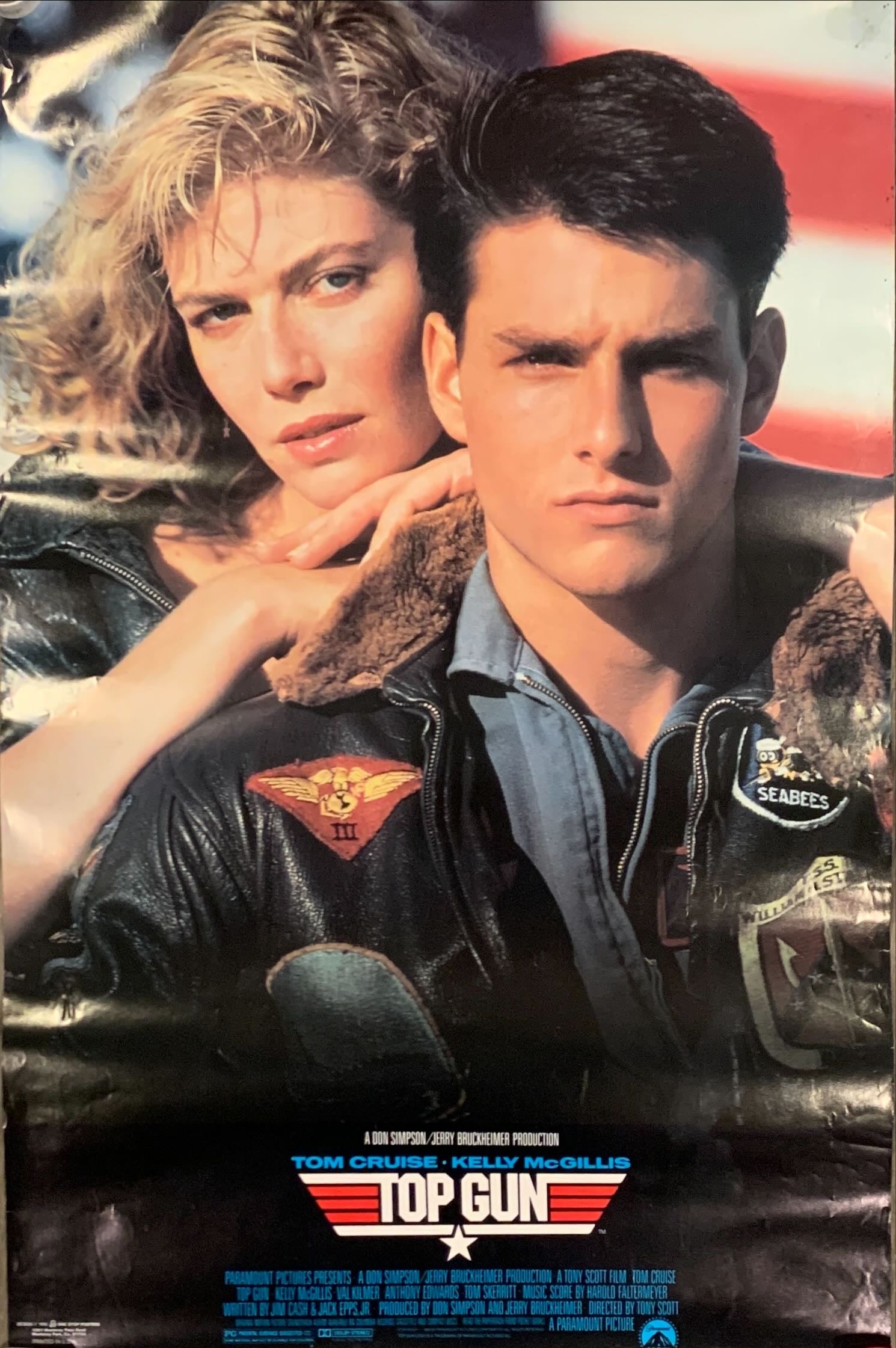 Top Gun 24x36 commercial poster '86 cool portrait image of Tom Cruise as Naval Aviator