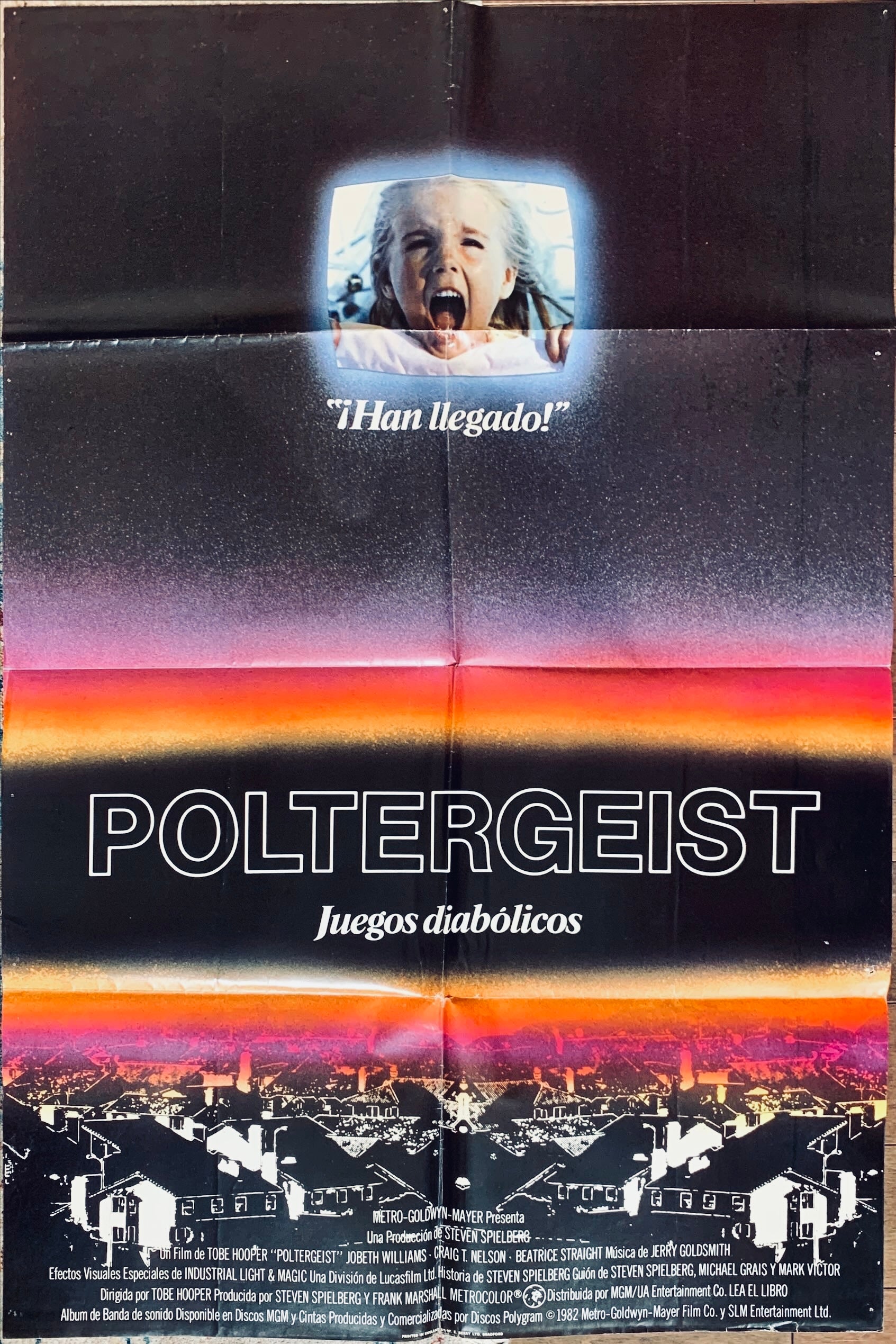 Poltergeist, spanish language poster, '82 Tobe Hooper, classic image of screaming little girl