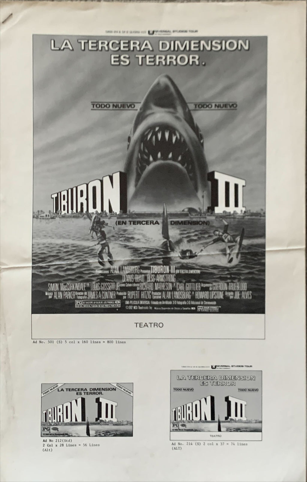 Jaws 3 , Original Spanish language Pressbook