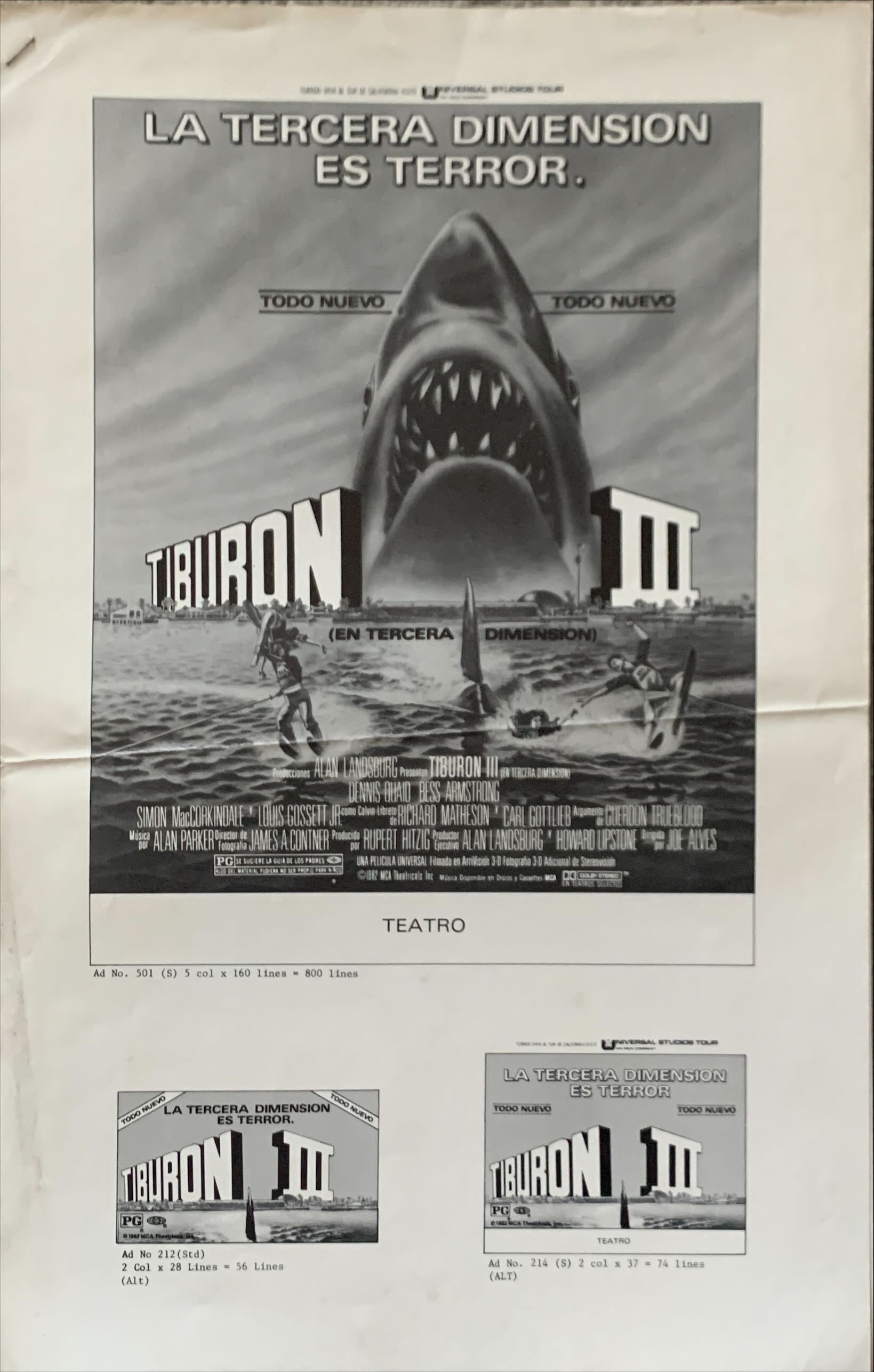 Jaws 3 , Original Spanish language Pressbook