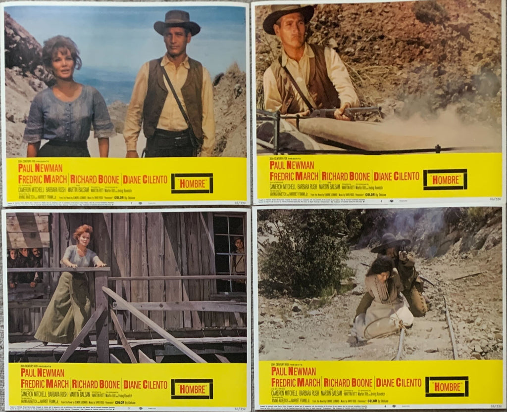 Hombre 8 LCs 1966 great images of Paul Newman, Richard Boone, Fredric March