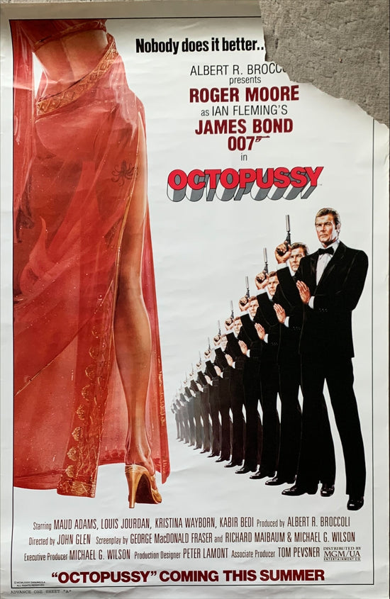 Octopussy  style A advance 1sh 1983 sexy Maud Adams & Roger Moore as James Bond by Goozee