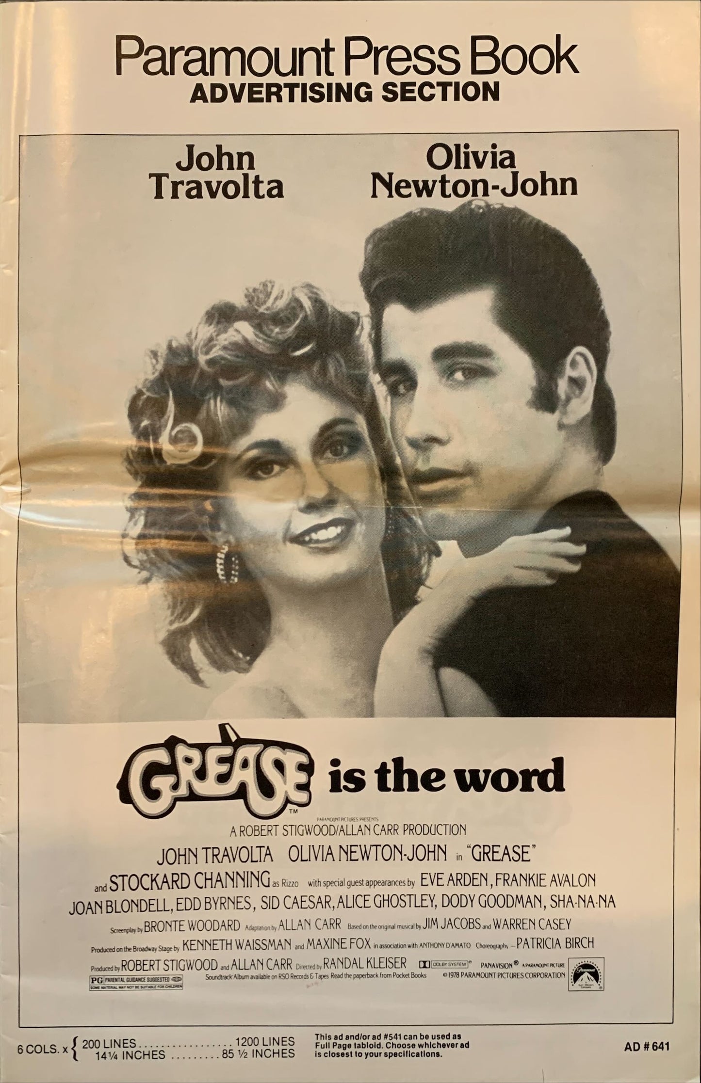 Grease pressbook '78 John Travolta & Olivia Newton-John