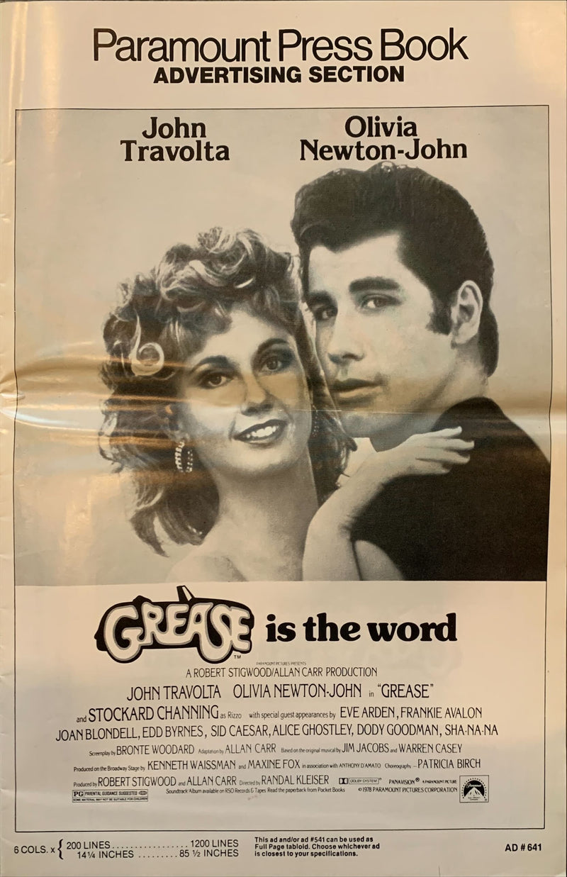 Grease pressbook '78 John Travolta & Olivia Newton-John