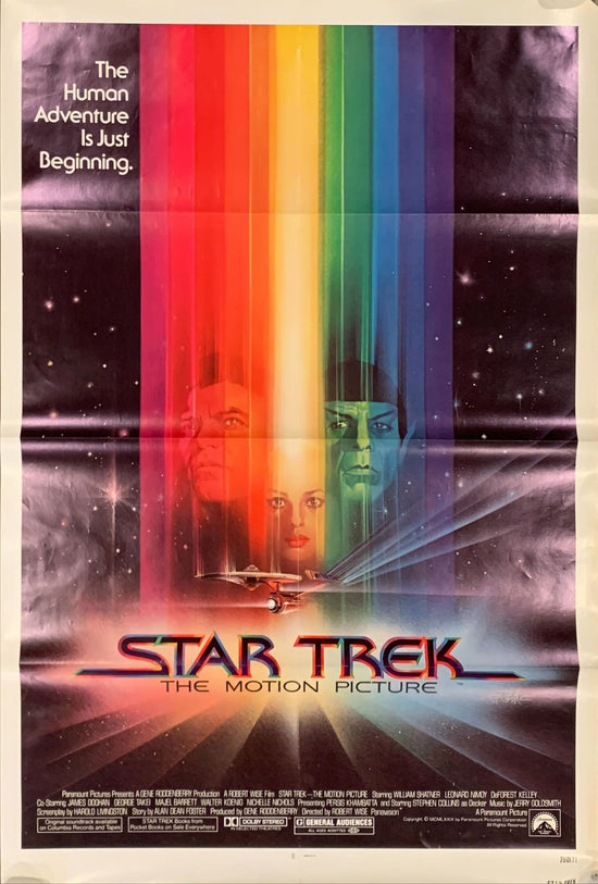 Star Trek 1sh 1979 Shatner, Nimoy, great Bob Peak art, the human adventure is just beginning