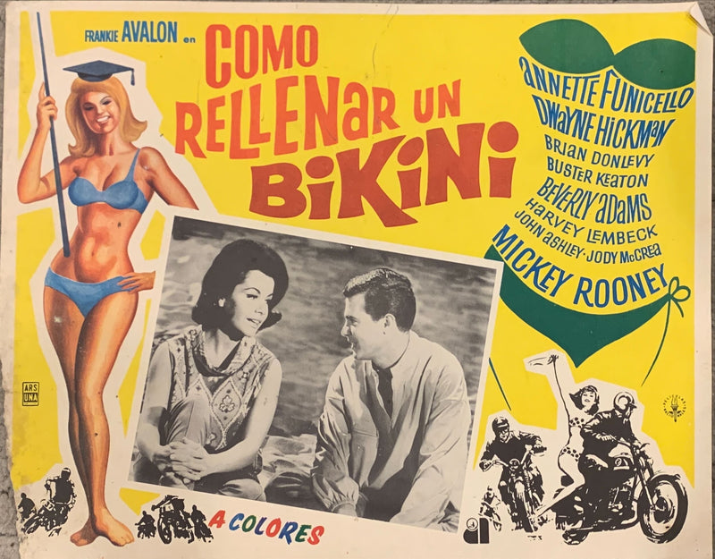How to stuff a wild bikini, Mexican Lobby Card, '65 smiling Annette Funicello