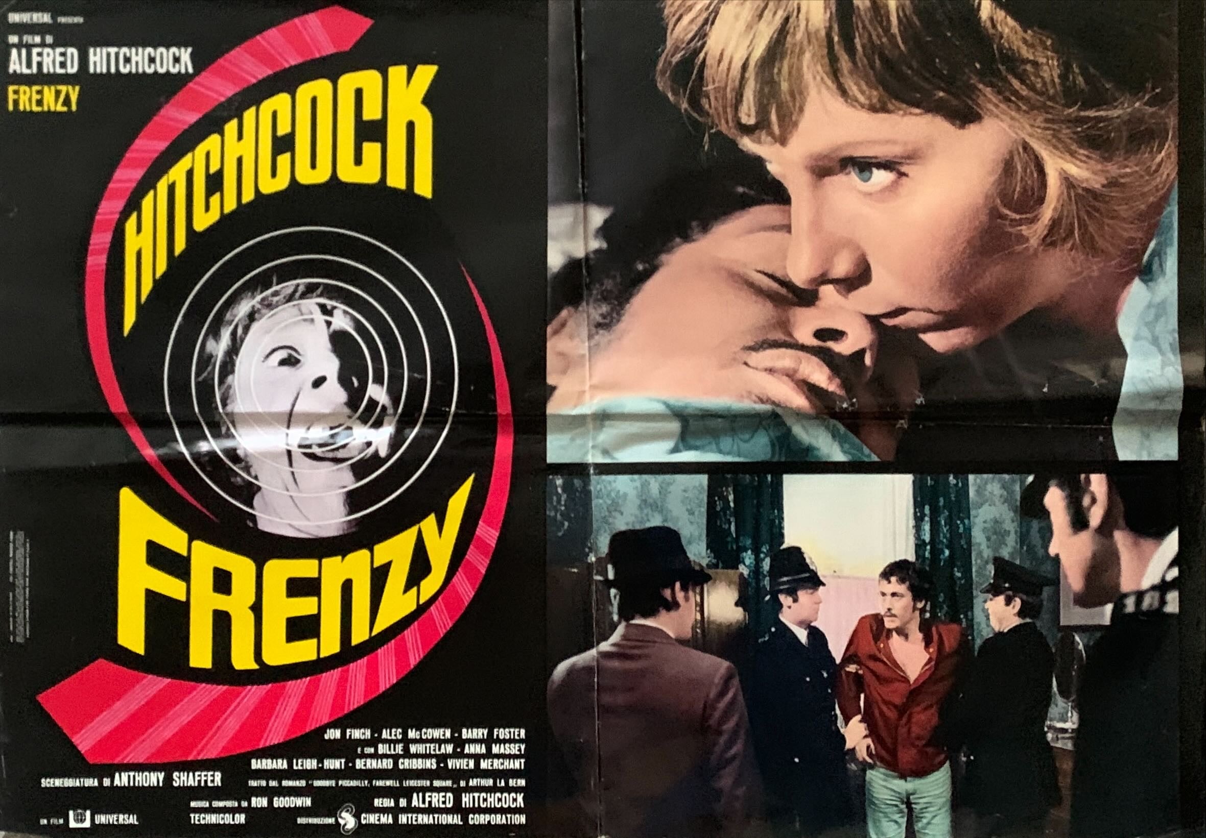 Frenzy 9 Italian 18x26 pbustas 1972 Shaffer, Alfred Hitchcock's shocking masterpiece