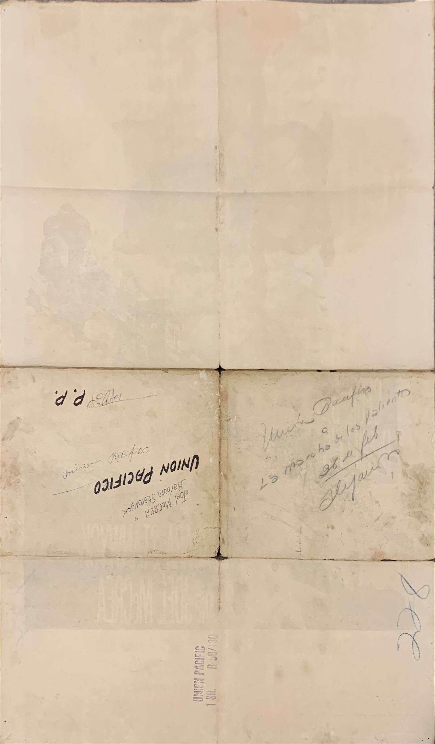 Union Pacific 1sh R1958 Cecil B. DeMille, Barbara Stanwyck, Joel McCrea & cool train art